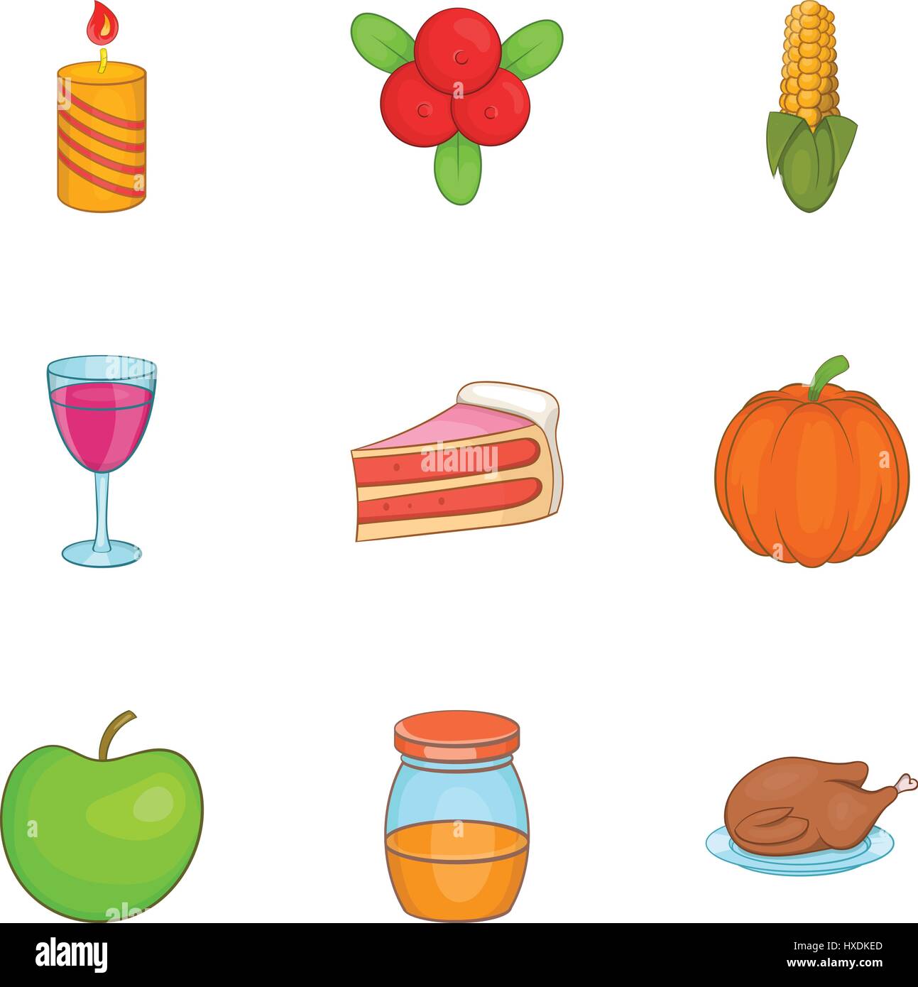 Thanksgiving day icons set, cartoon style Stock Vector Image & Art - Alamy