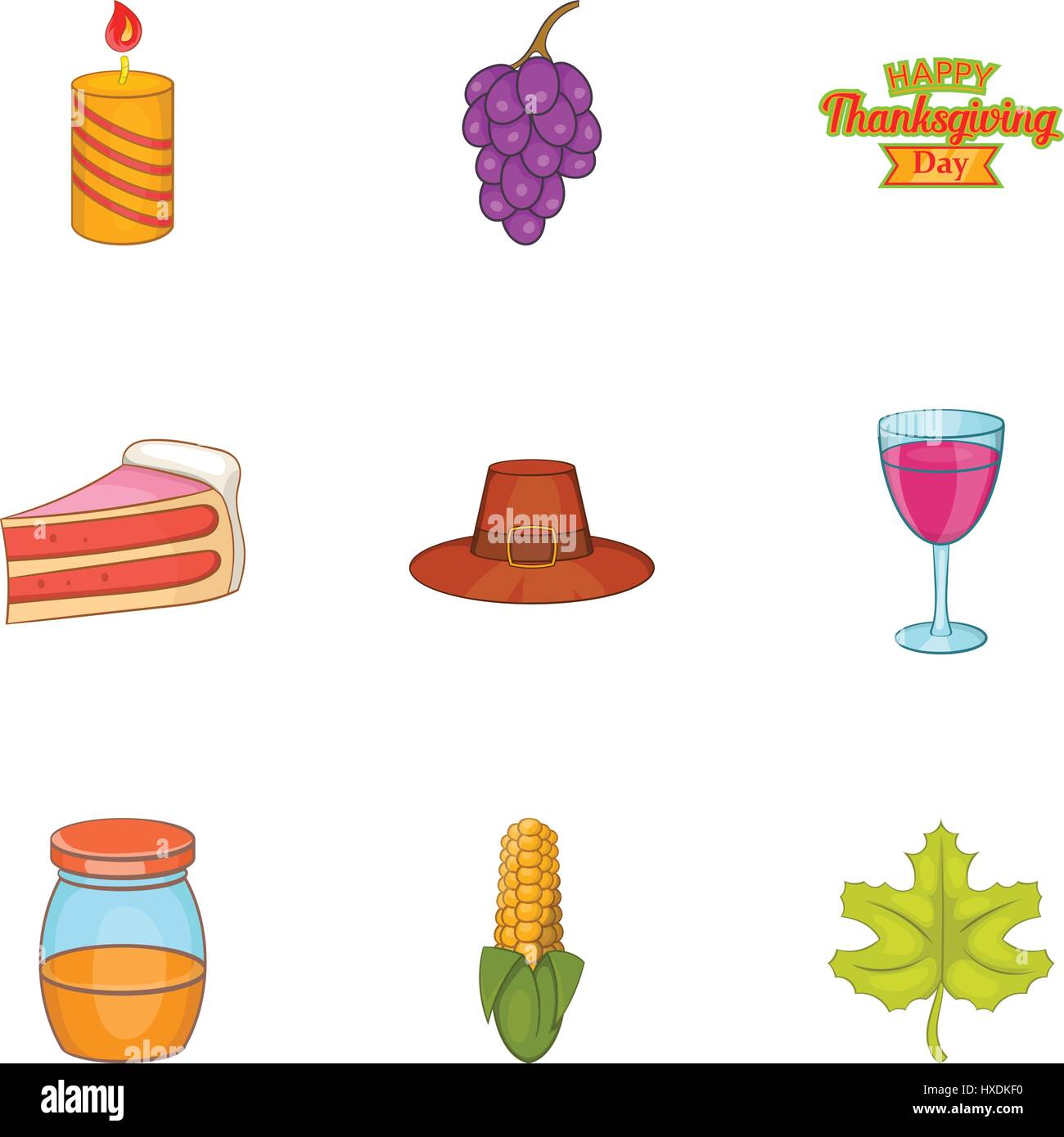 Thanksgiving feast icons set, cartoon style Stock Vector Image & Art ...