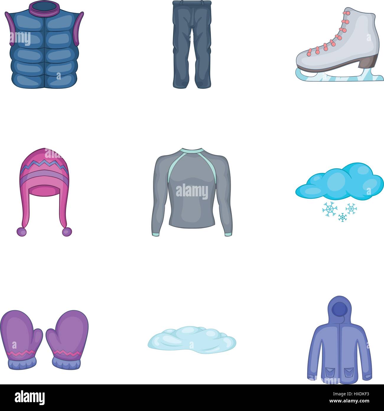 Winter clothes icons set, cartoon style Stock Vector Image & Art - Alamy