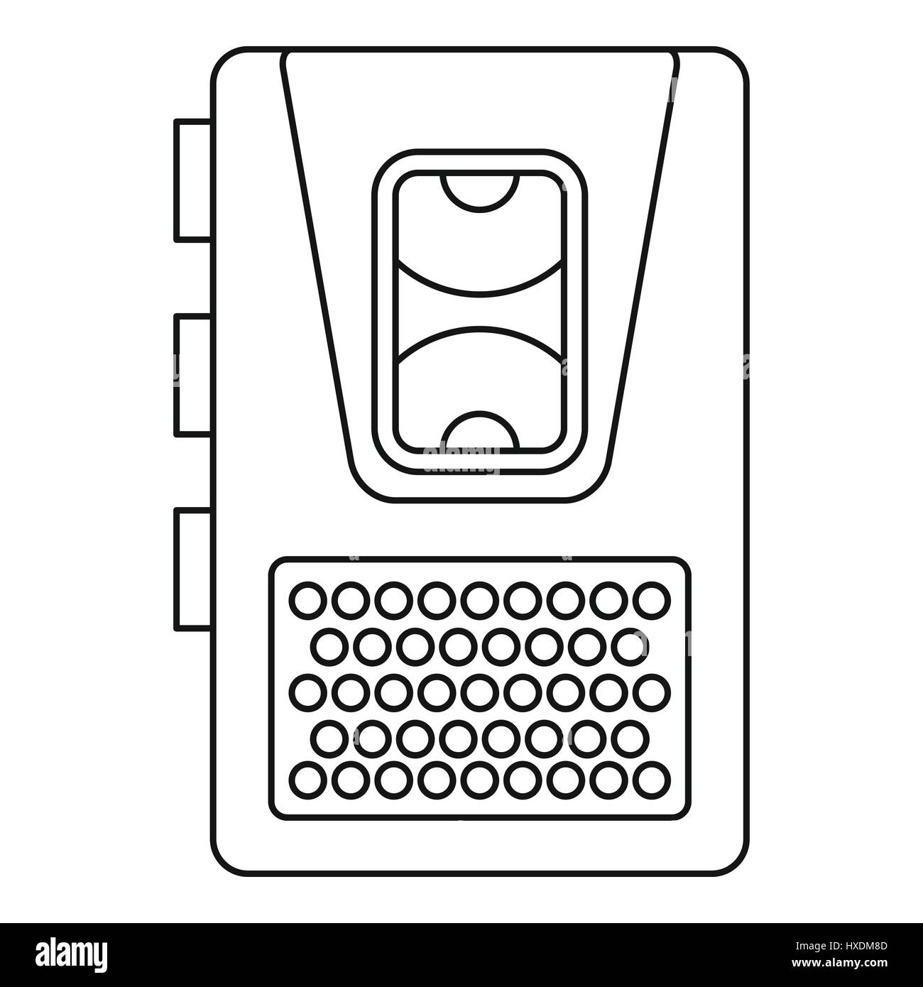 Dictaphone icon, outline style Stock Vector