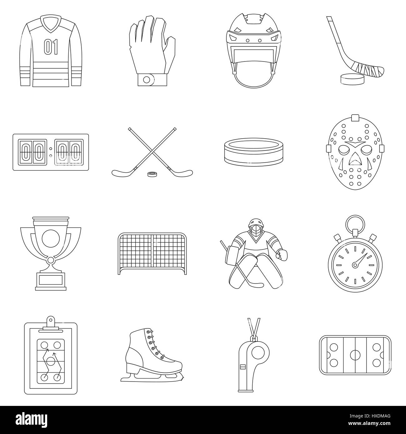 Hockey icons set, outline style Stock Vector Image & Art - Alamy