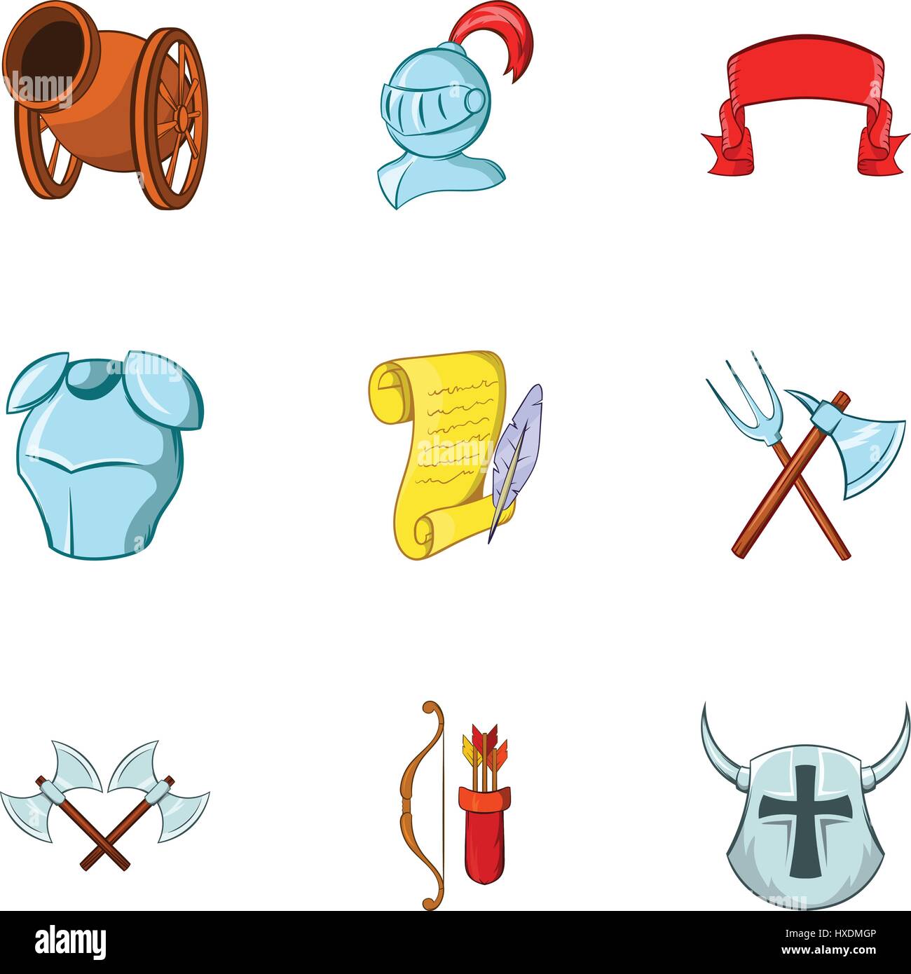 Military middle ages icons set, cartoon style Stock Vector Image & Art ...