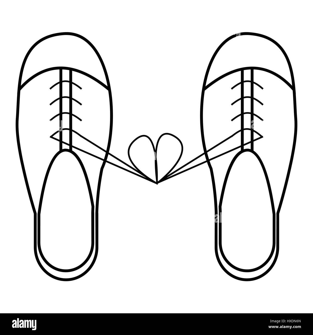 Shoes with laces tied together icon, outline style Stock Vector