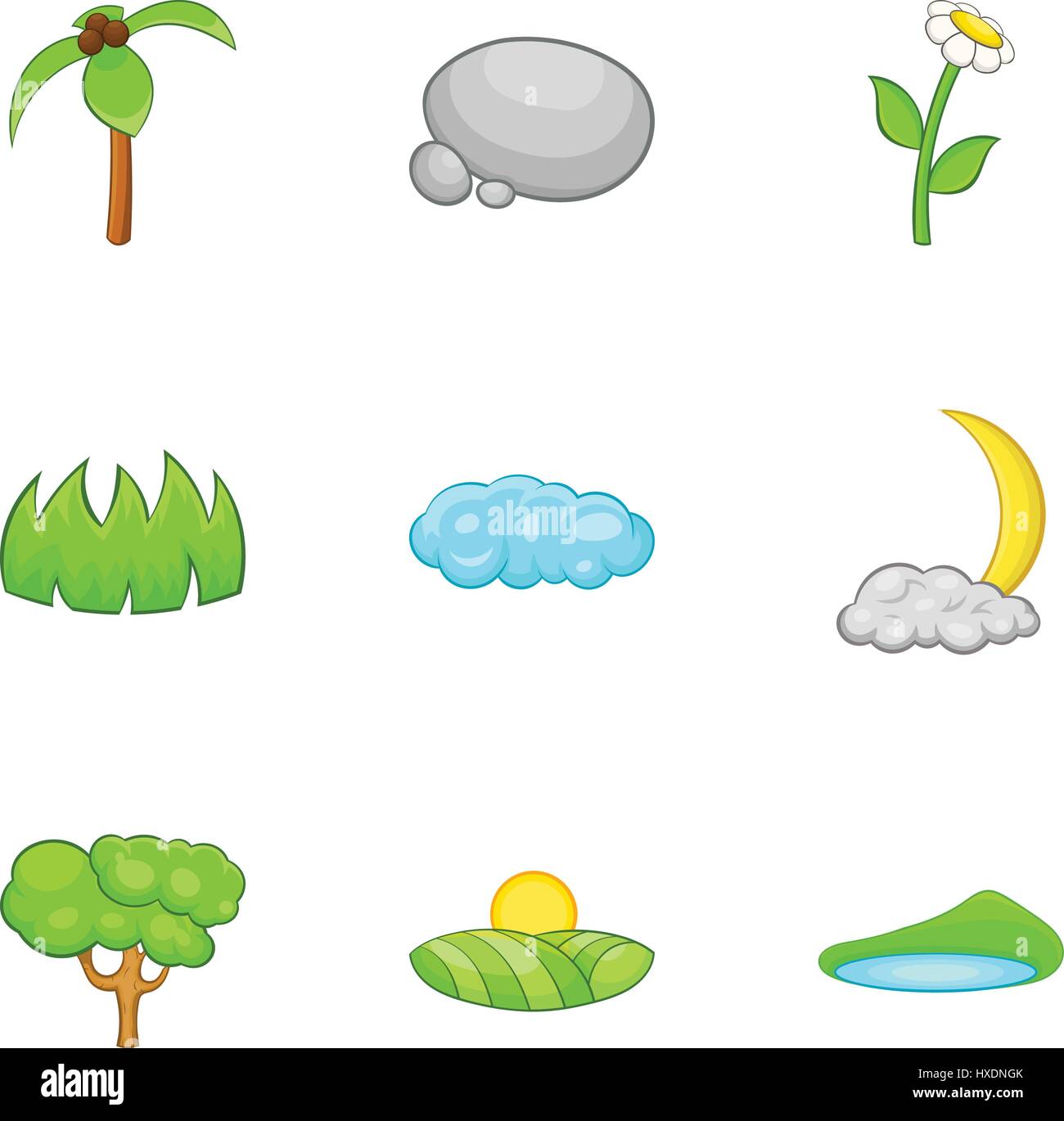 Landscape icons set, cartoon style Stock Vector Image & Art - Alamy