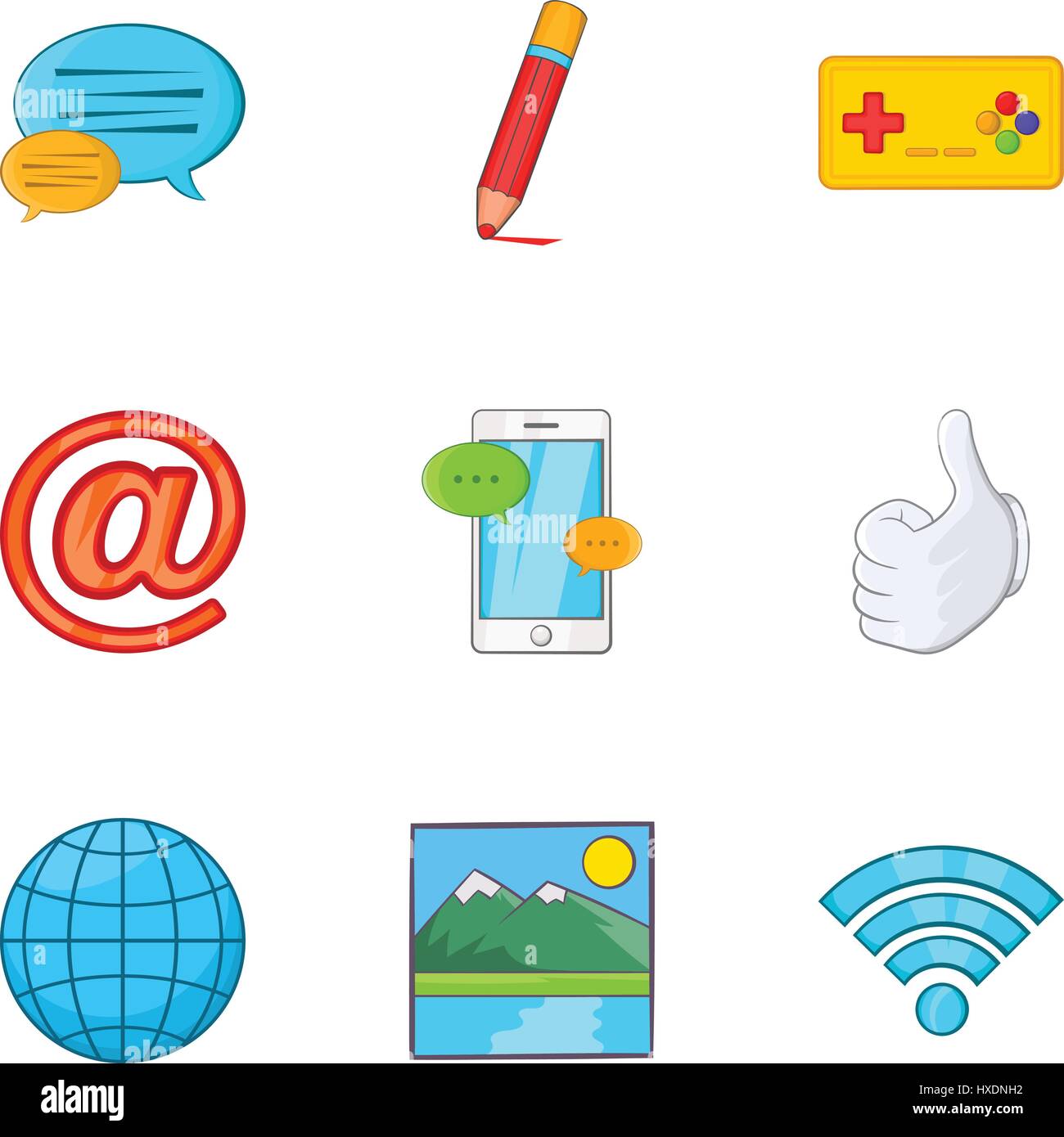 Communication over internet icons set Stock Vector Image & Art - Alamy
