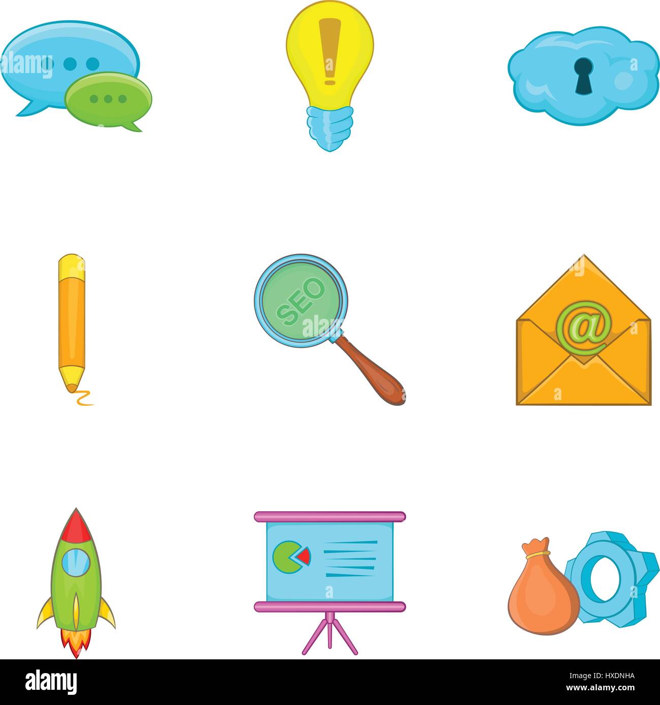 SEO optimization icons set, cartoon style Stock Vector Image & Art - Alamy