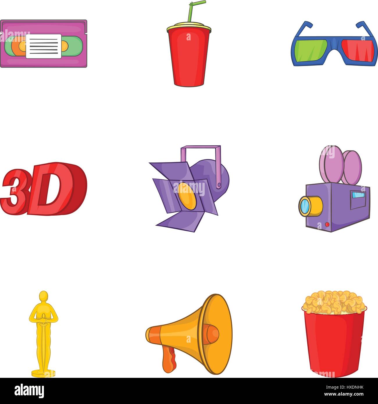 Cinema icons set, cartoon style Stock Vector Image & Art - Alamy