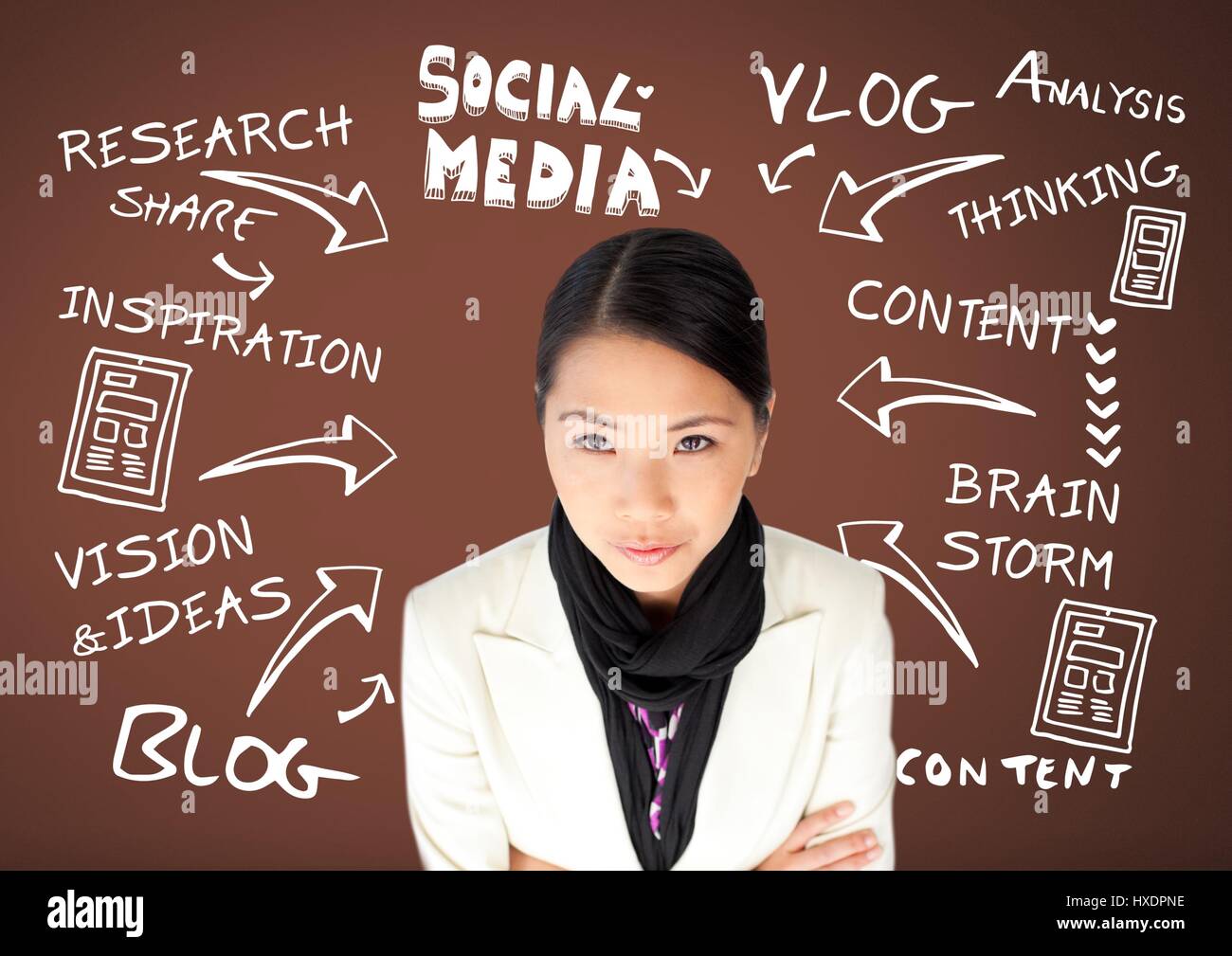 Digital composite of Businessman with Social Media drawing graphics