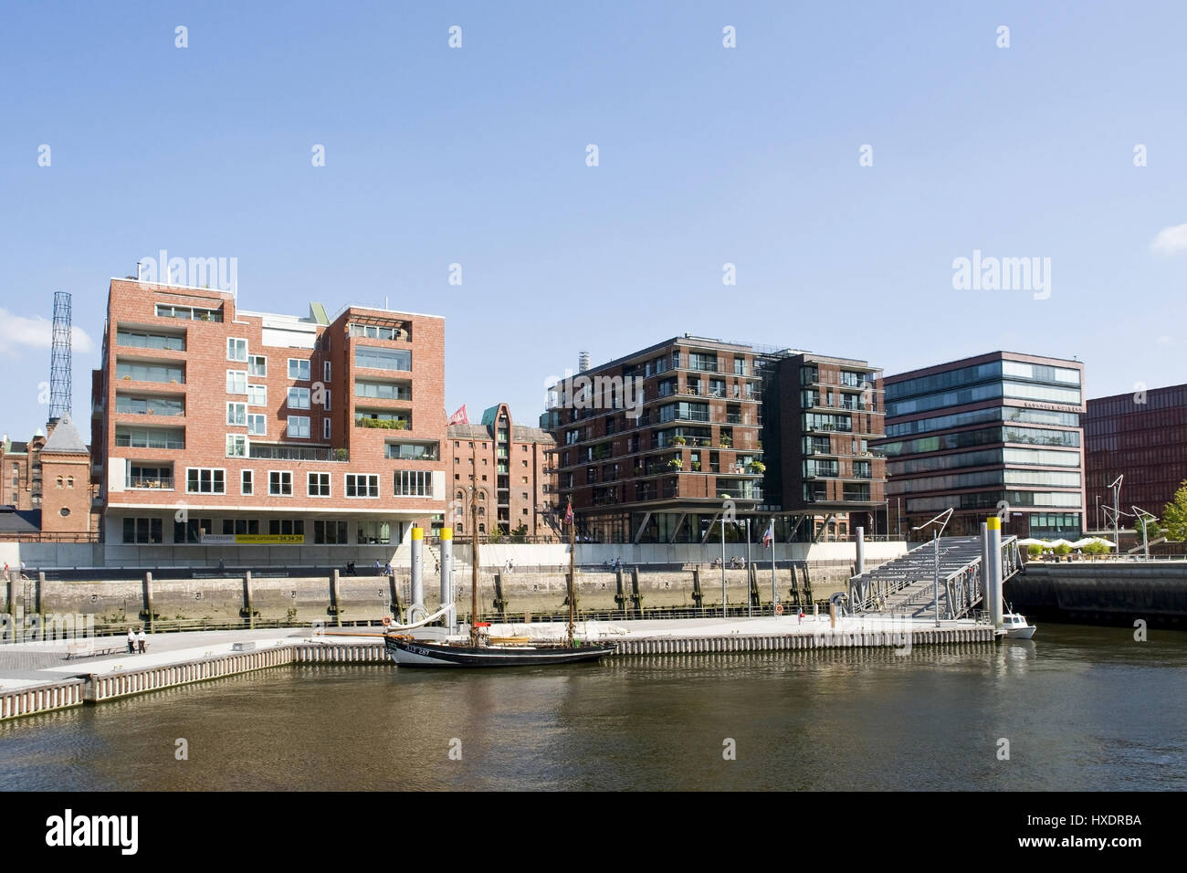 Modern architecture in the harbour city in Hamburg, fashionably ...