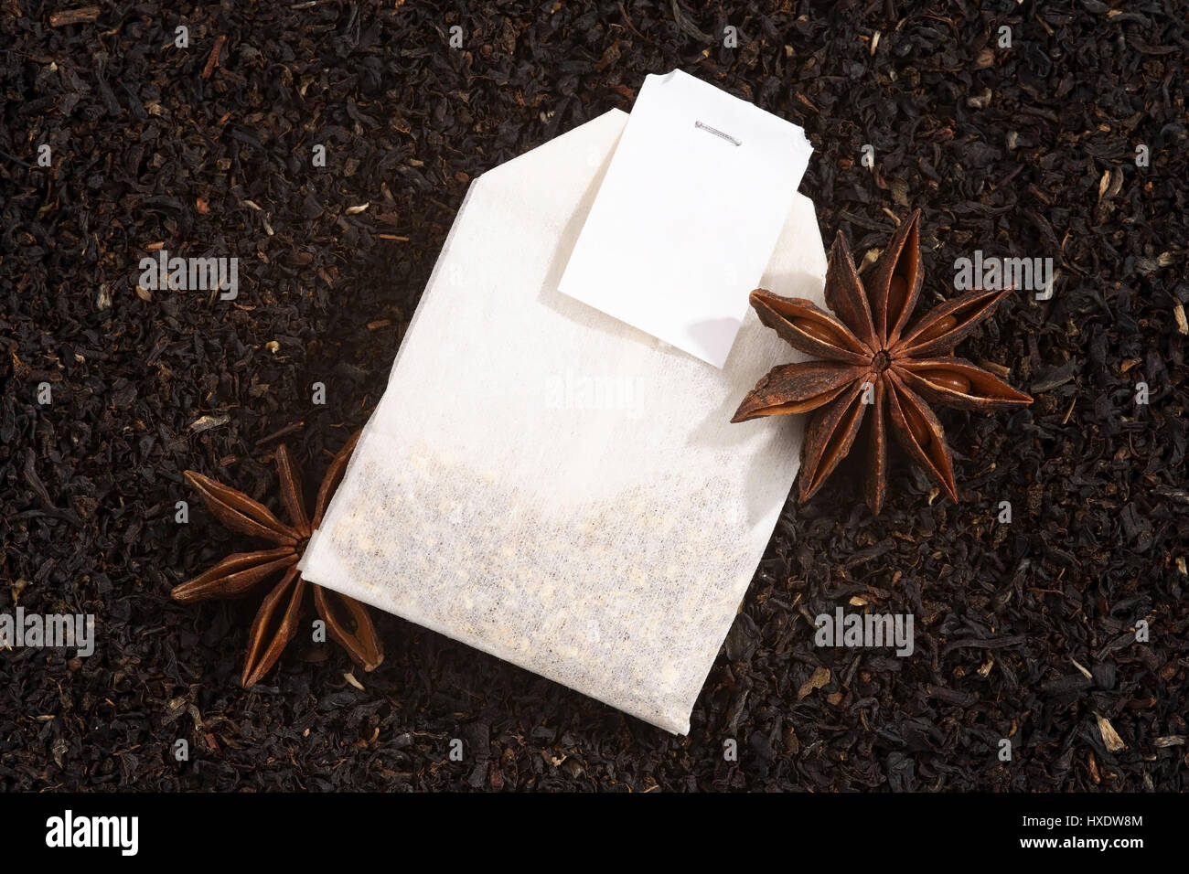 Tea mixture, aniseed stars and tea bags, Teemischung, Anissterne und Teebeutel Stock Photo