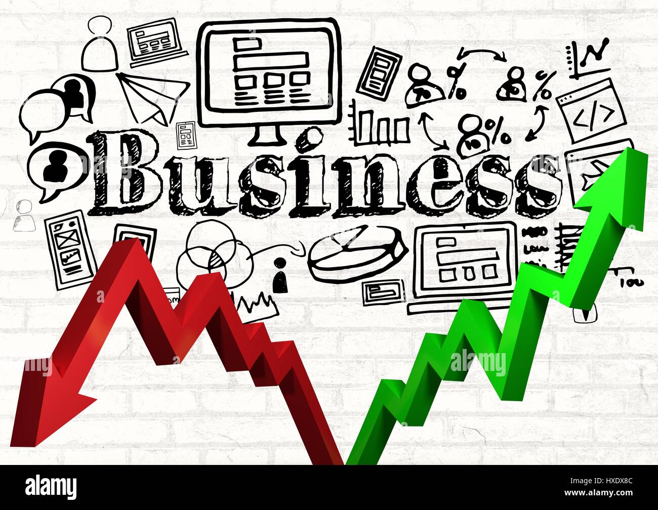 Success failure arrows wall hi-res stock photography and images - Alamy