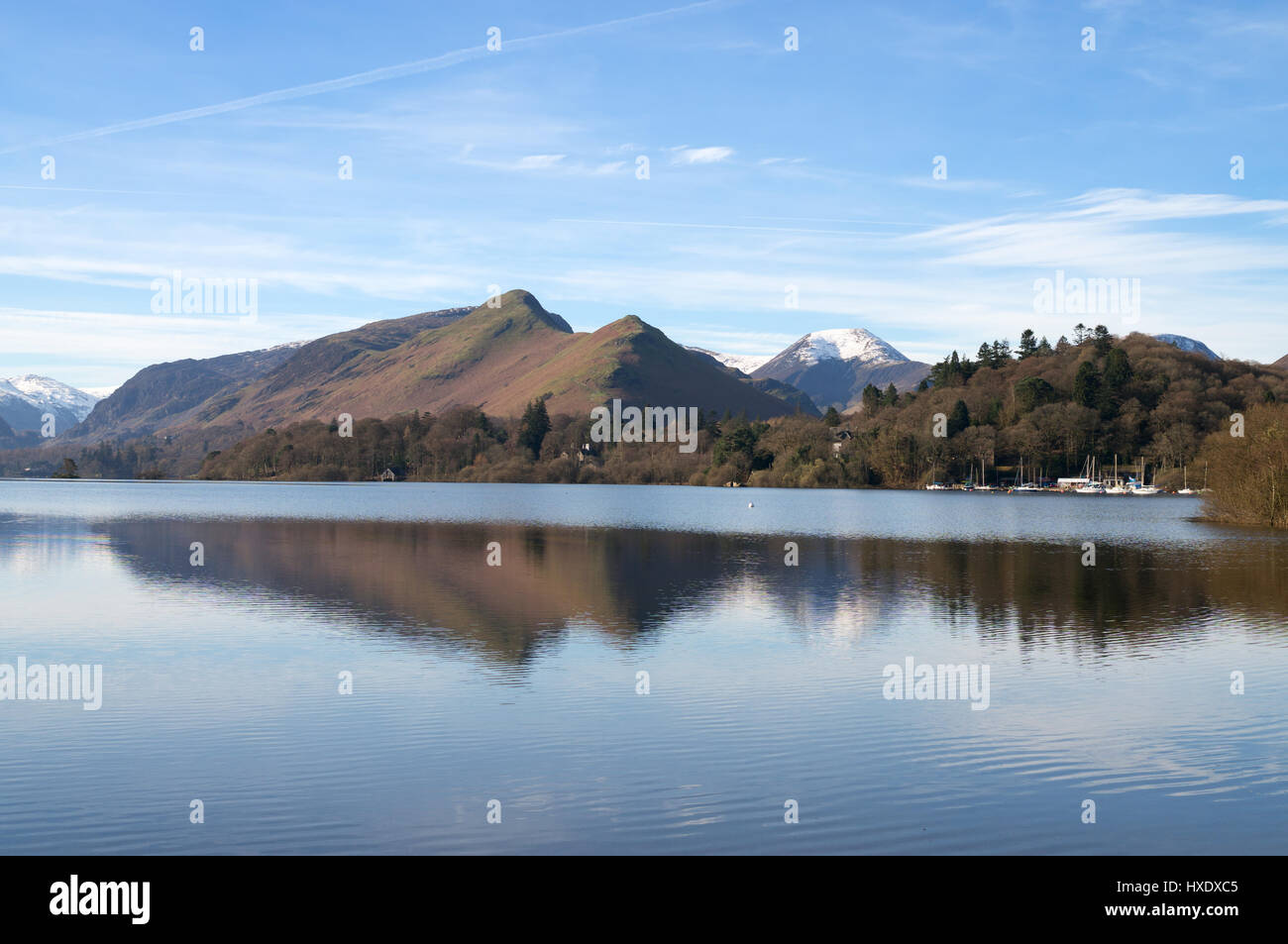 Cat Bells fell reflected in Derwentwater, Keswick, England, UK Stock
