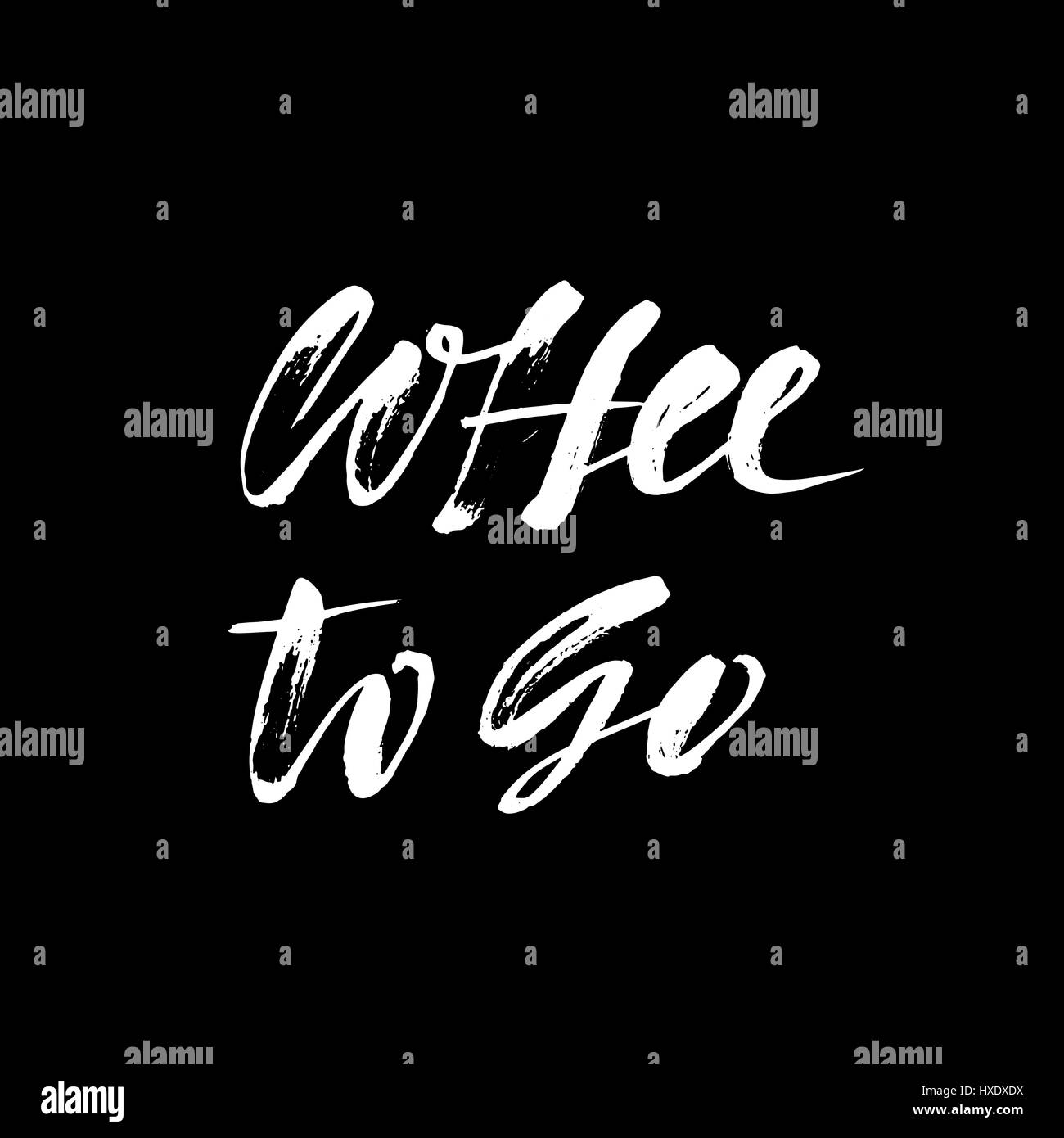 Coffee to go lettering. Handwritten calligraphy design. Take away cafe poster, print, template. Vector illustration. Stock Vector
