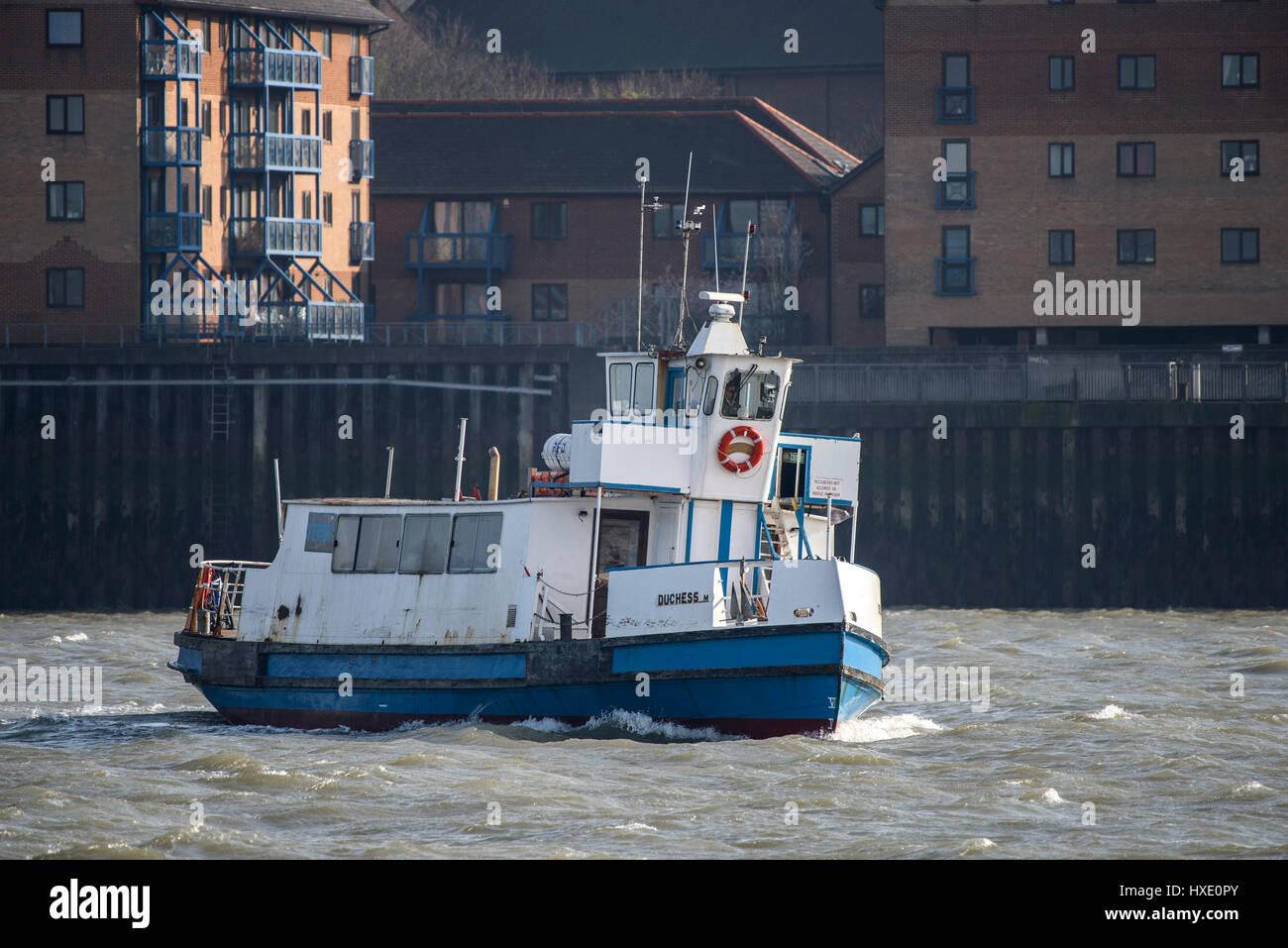 Ferry Tilbury-Gravesend Transport Ship Vessel Passengers River Thames Crossing Stock Photo