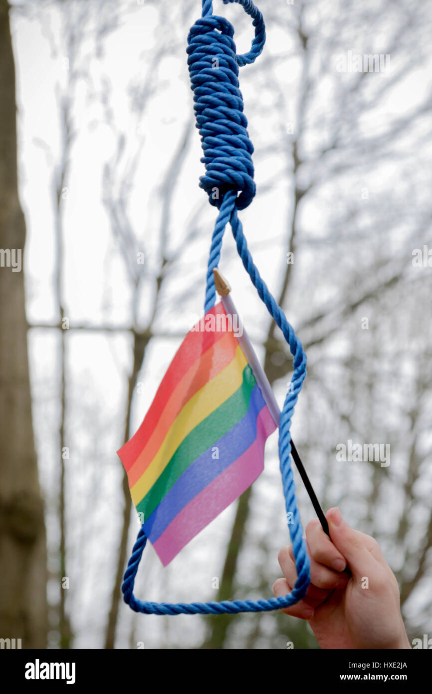 Depressed teenage boy with a hangman's noose Stock Photo - Alamy