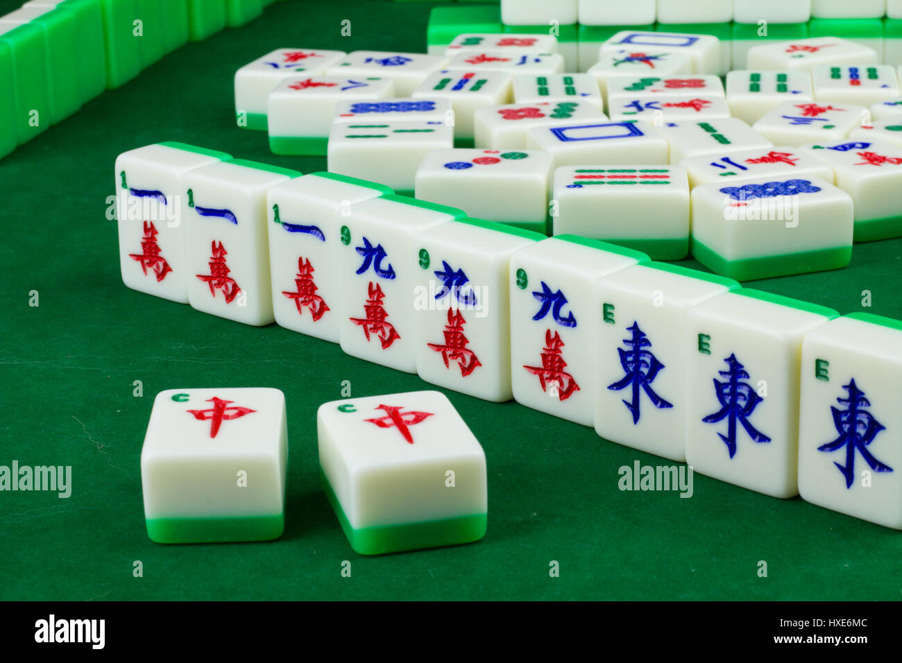 Mahjong Winning Hand With a Big Scores Stock Photo