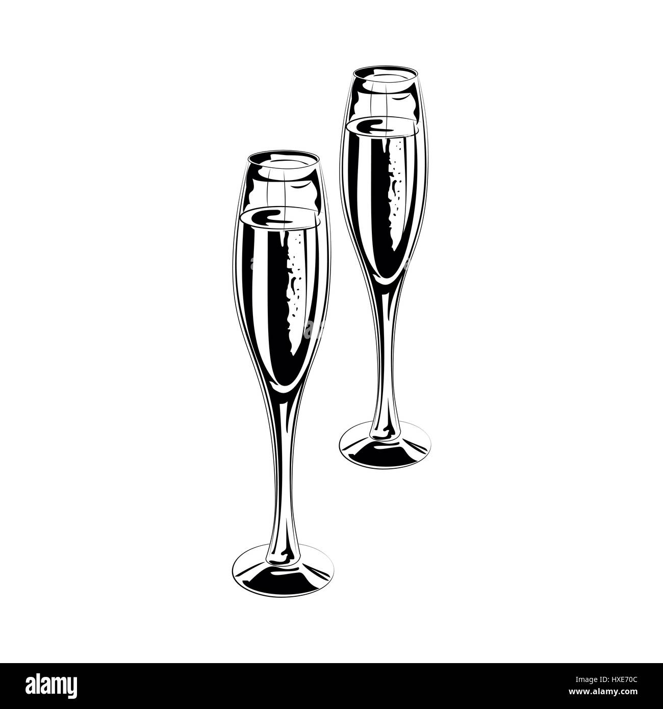 https://c8.alamy.com/comp/HXE70C/pair-of-champagne-glasses-of-sketch-style-vector-illustration-isolated-HXE70C.jpg