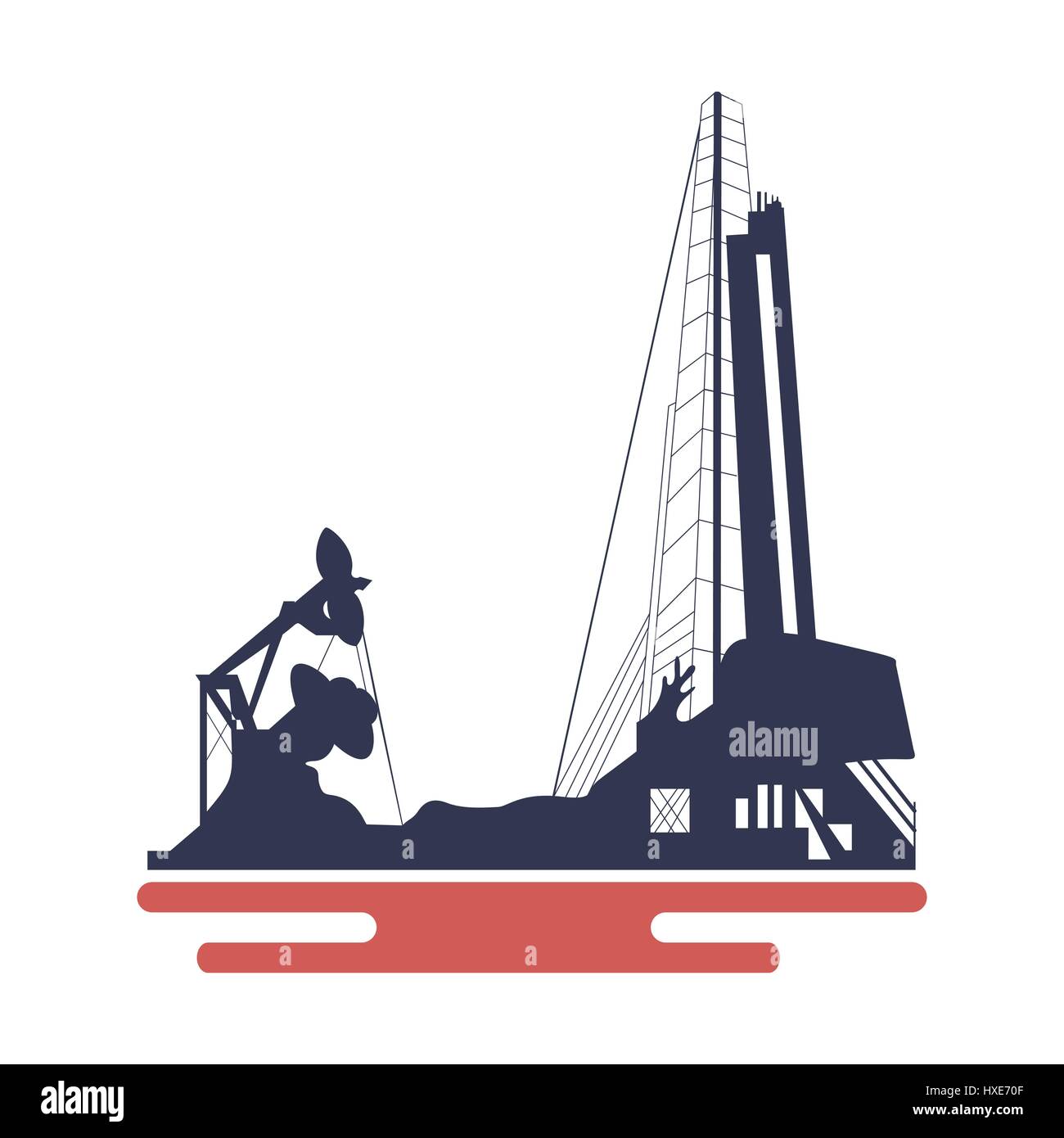 Oil platform icon isolated on white background. Flat design style. Modern vector pictogram for web graphics. Stock Vector