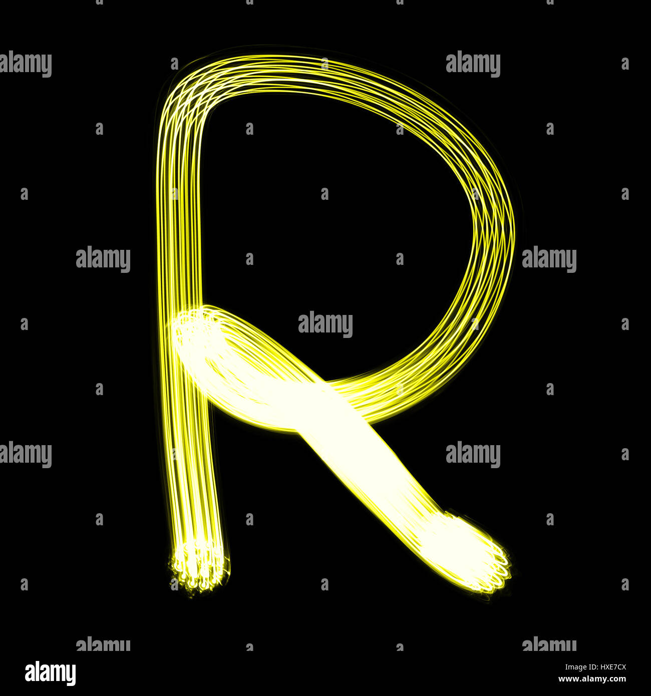 R - Created by light alphabet over black background Stock Photo - Alamy