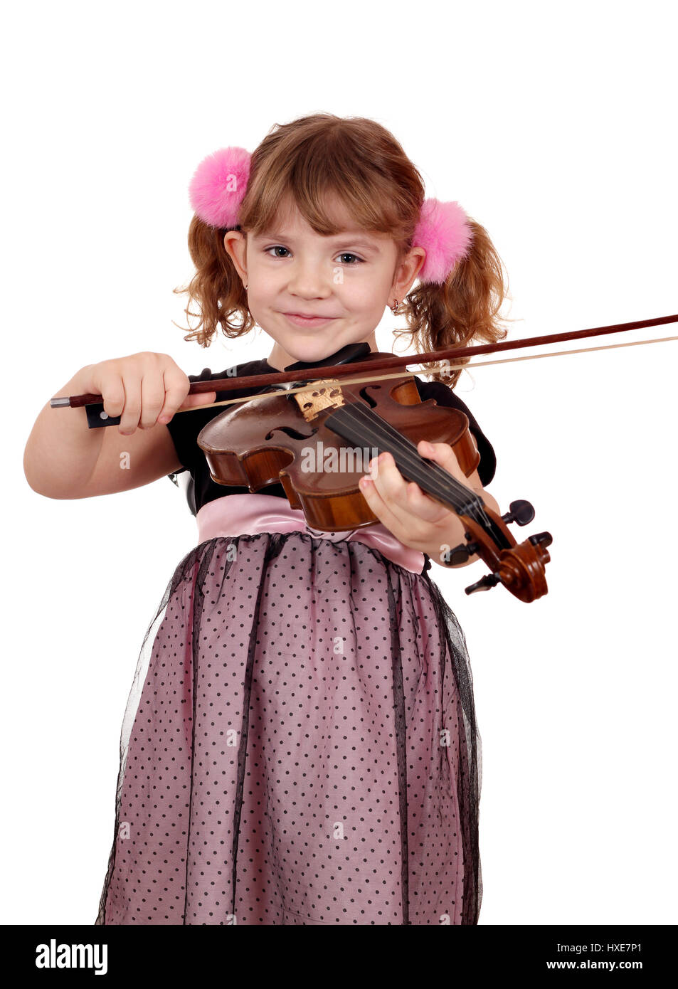 beautiful little girl play violin portrait Stock Photo - Alamy