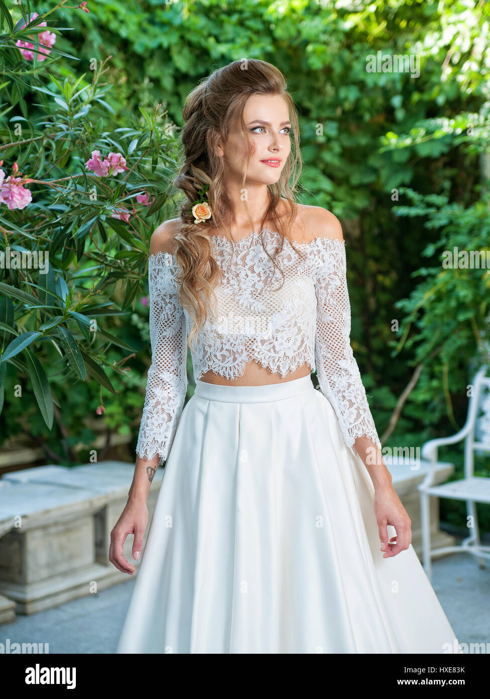 Beautiful blonde bride in a wedding dress Stock Photo - Alamy