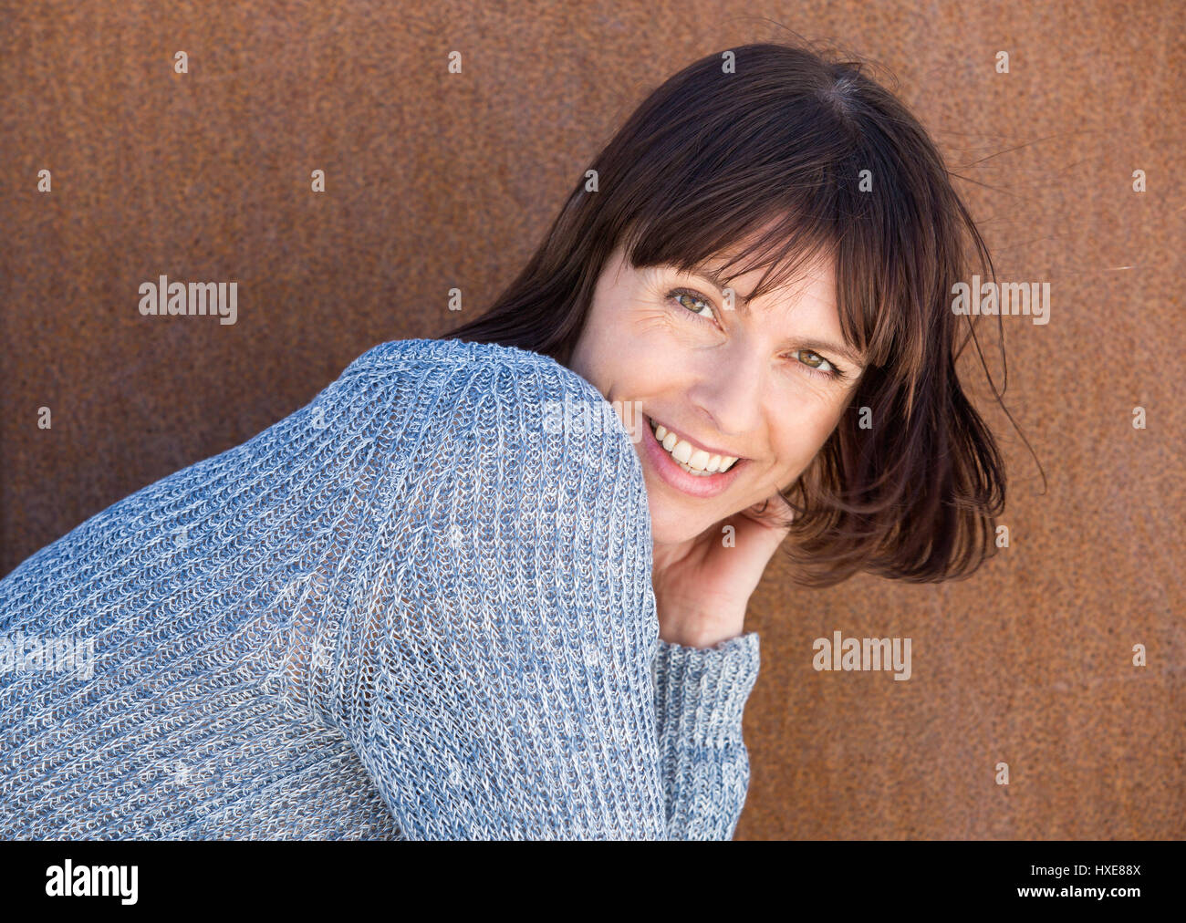 Close up portrait of a happy smiling older woman Stock Photo - Alamy