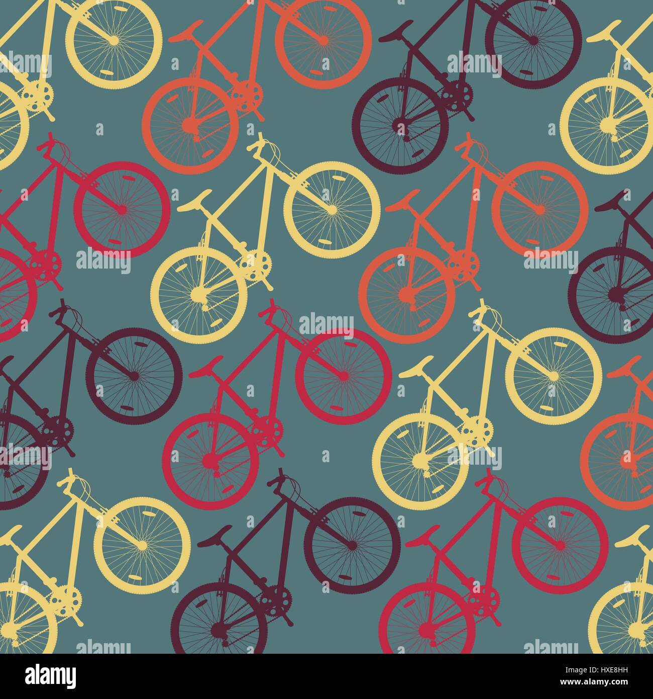 Hipster bicycle vector background texture with retro colors Stock ...