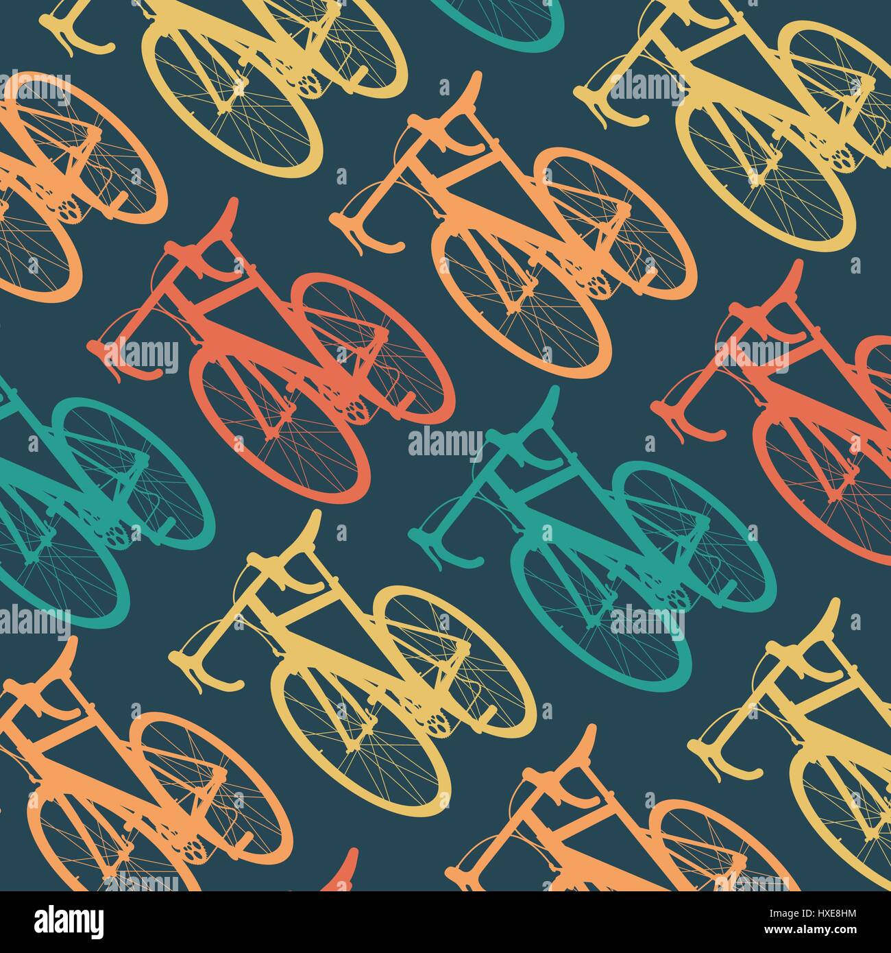 Hipster bicycle vector background texture with retro colors Stock ...