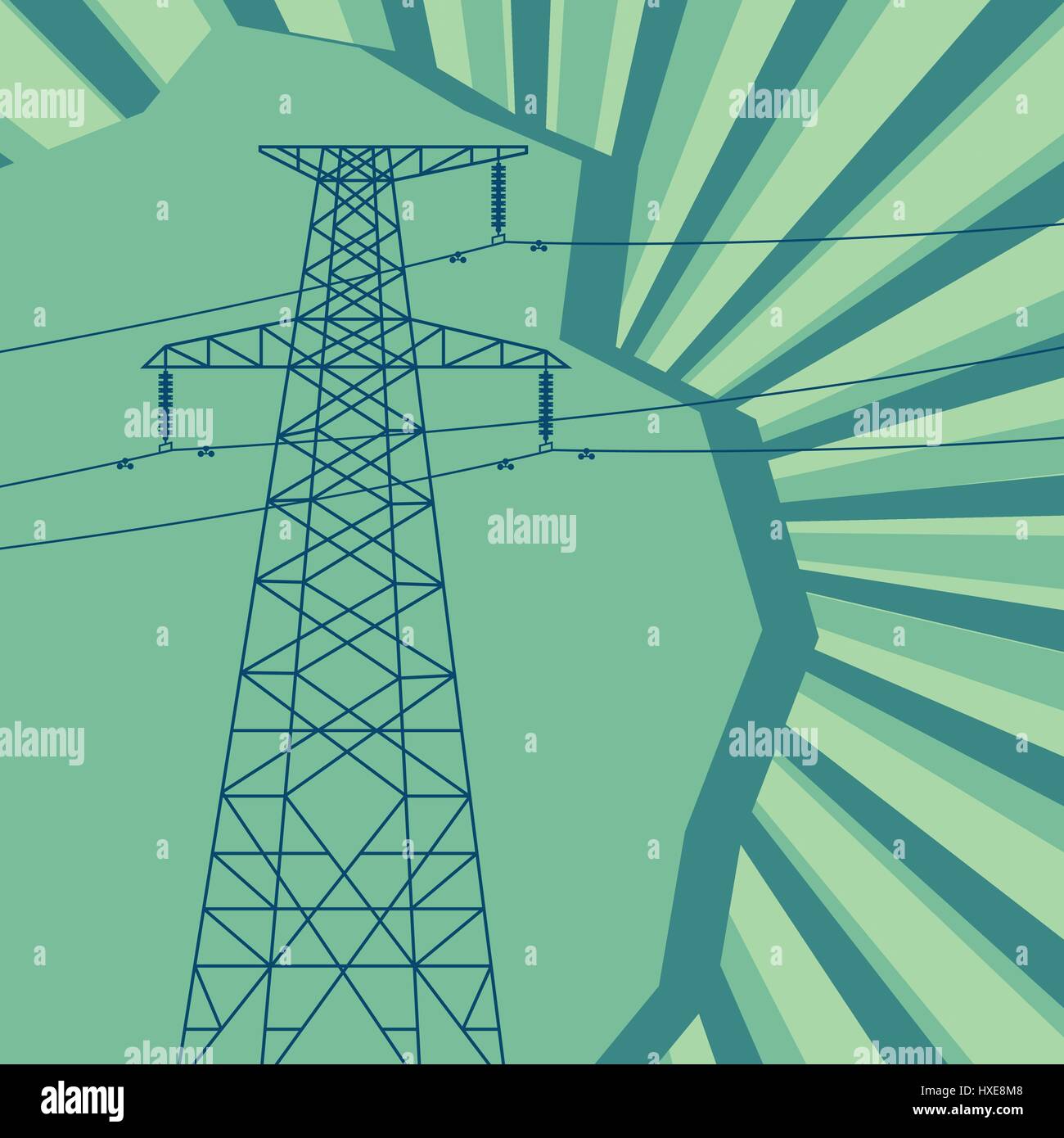 Energy distribution high voltage power line tower with