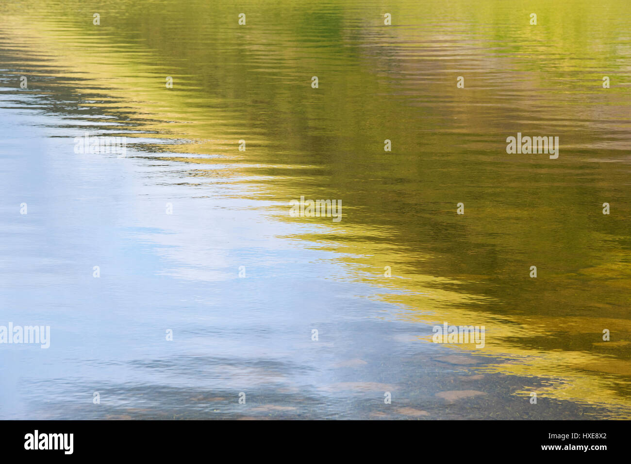 Blue and green reflections in a Scottish Loch. Scotland Stock Photo