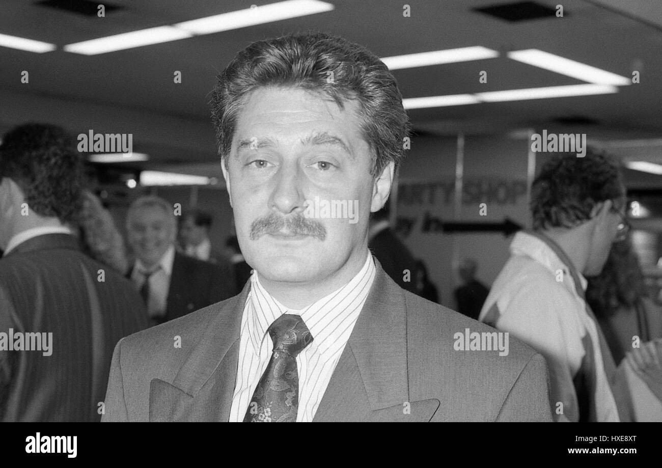 Tony Lloyd, Labour party Member of Parliament for Stretford, attends the party conference in Brighton, England on October 1, 1991. Stock Photo