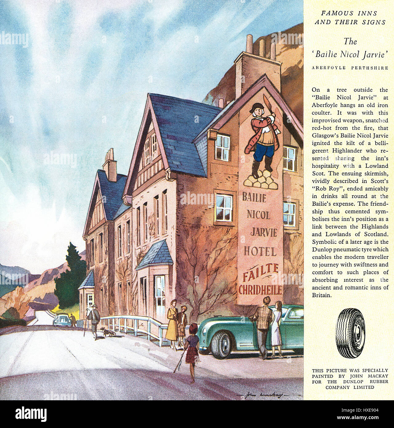 1949 British advertisement for Dunlop Tyres. Stock Photo
