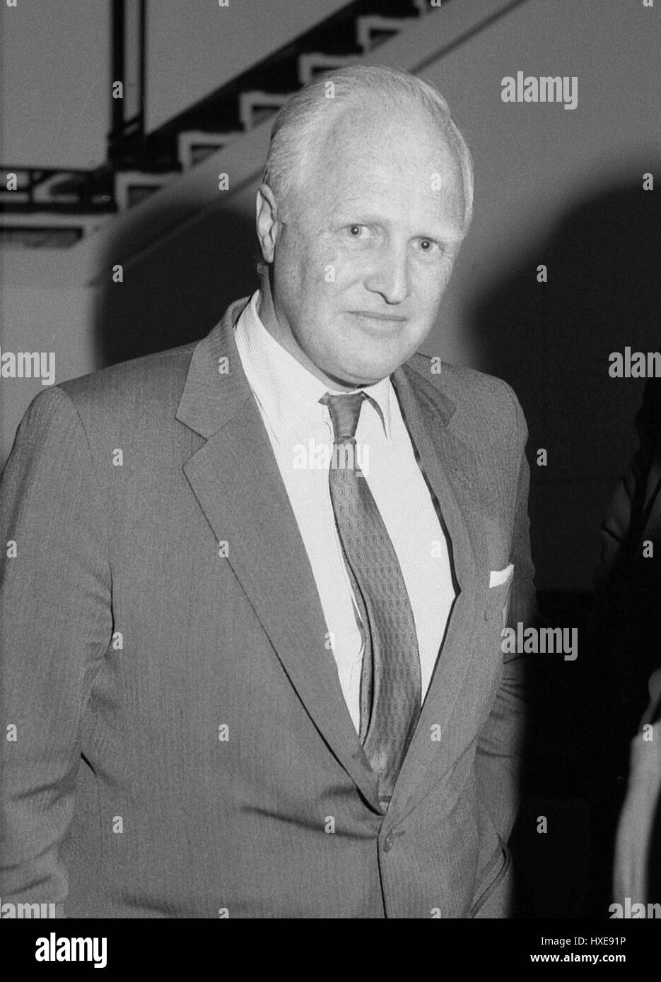 Winston Churchill, Conservative party Member of Parliament for Davyhulme and grandson of the wartime Prime Minister, attends an event in London, England on April 17, 1991. Stock Photo