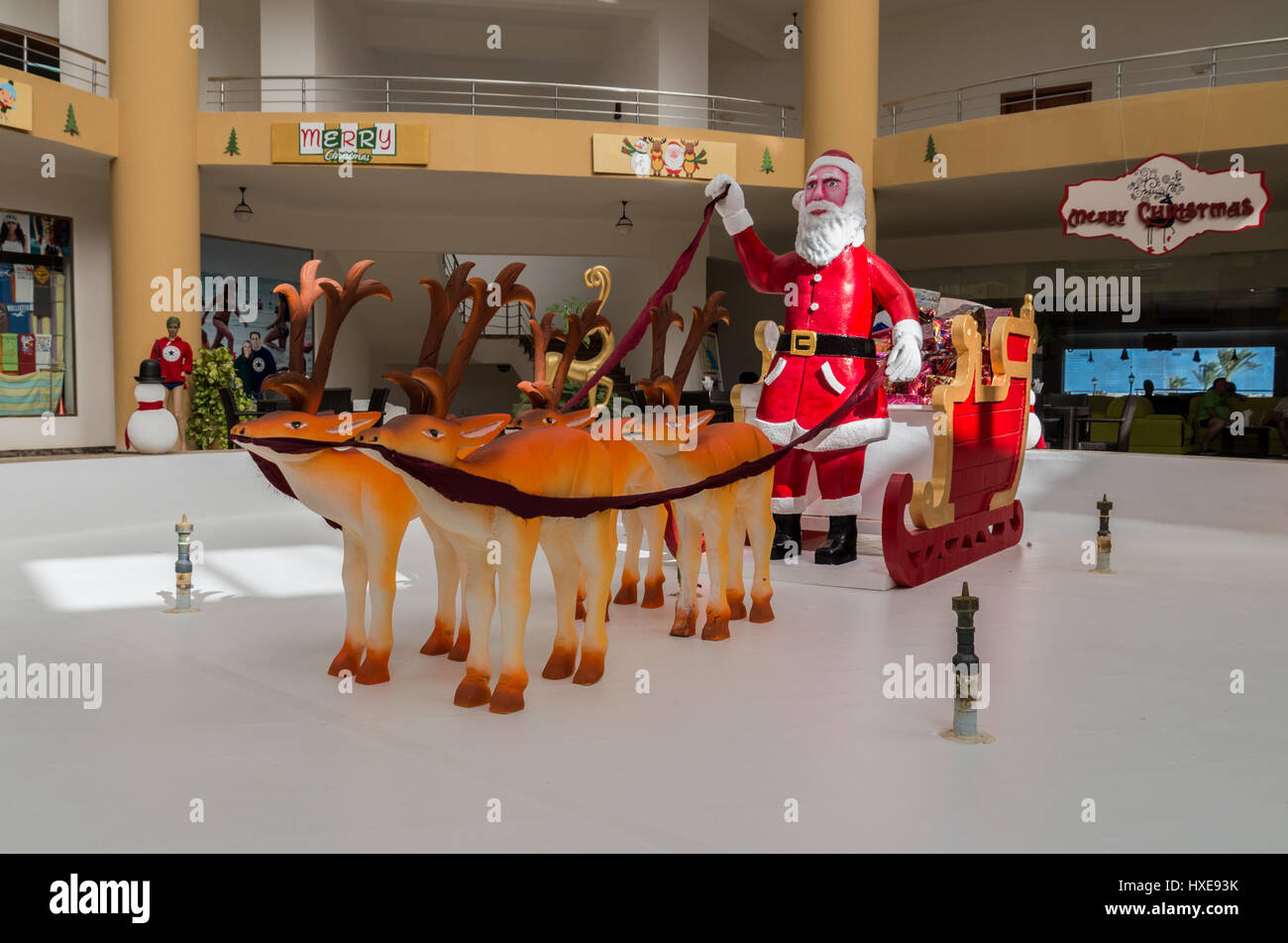 Santa Claus and his reindeer, Marsa Alam Stock Photo
