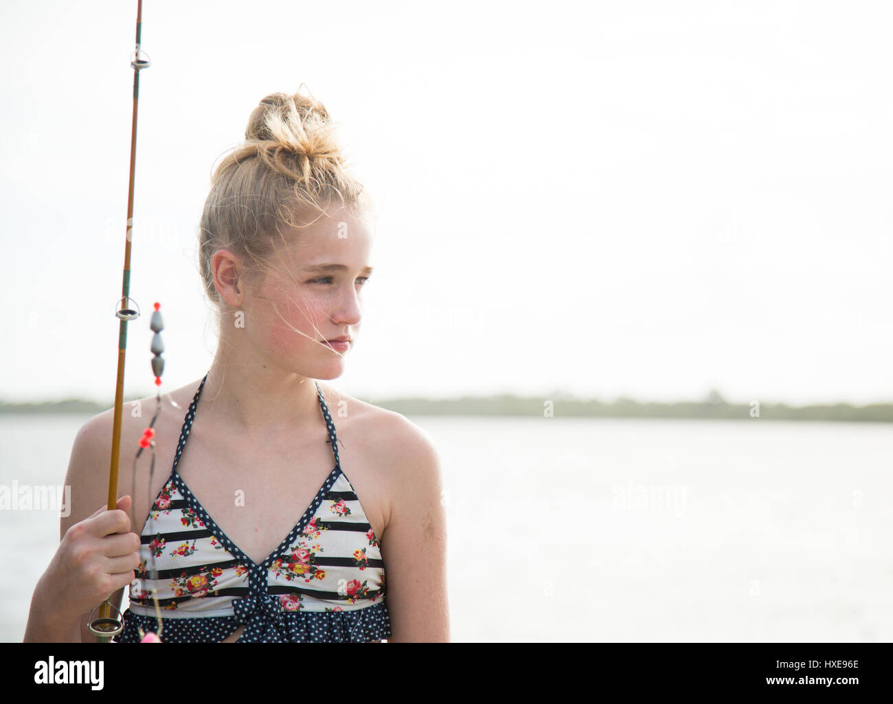 Girl Fishing Stock Photo