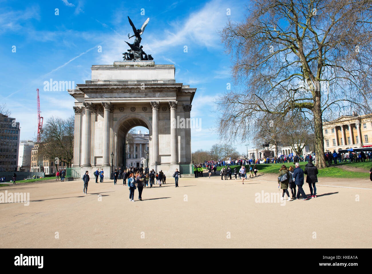 The Wellington Arch on a bright spring morning, London, England. Stock Photo