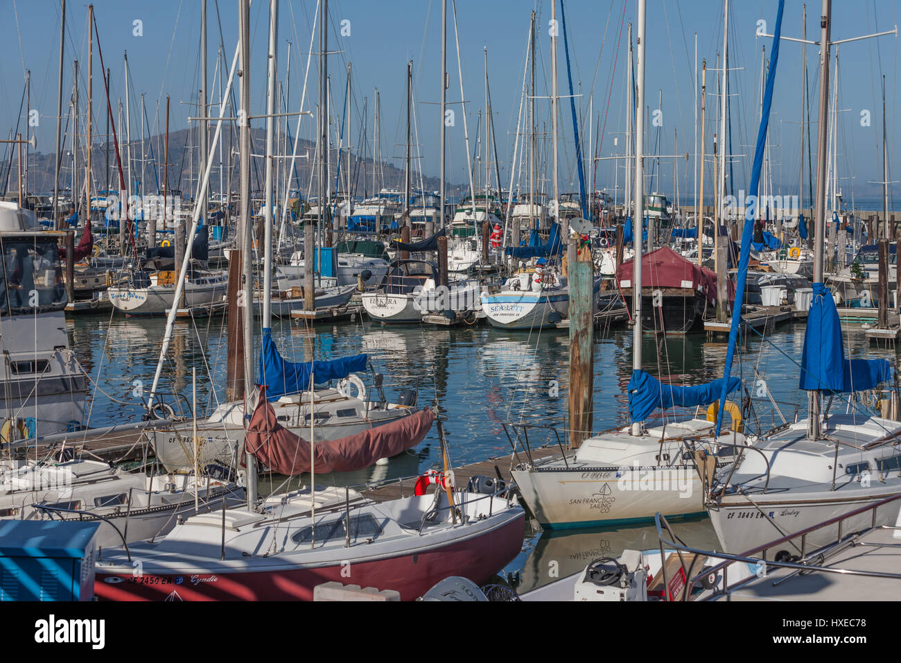 Fisherman's Wharf is a popular tourist destination. Famous for it’s seafood restaurants and is the home base of San Francisco's fishing fleet. Stock Photo