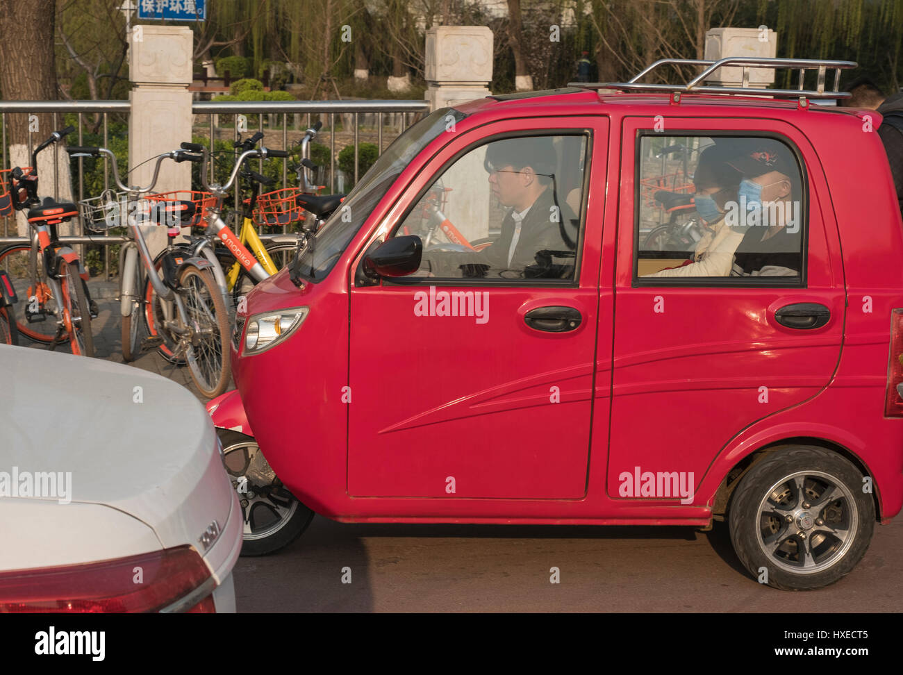 Unlicensed mini electric car in Beijing, China. 28-Mar-2017 Stock Photo