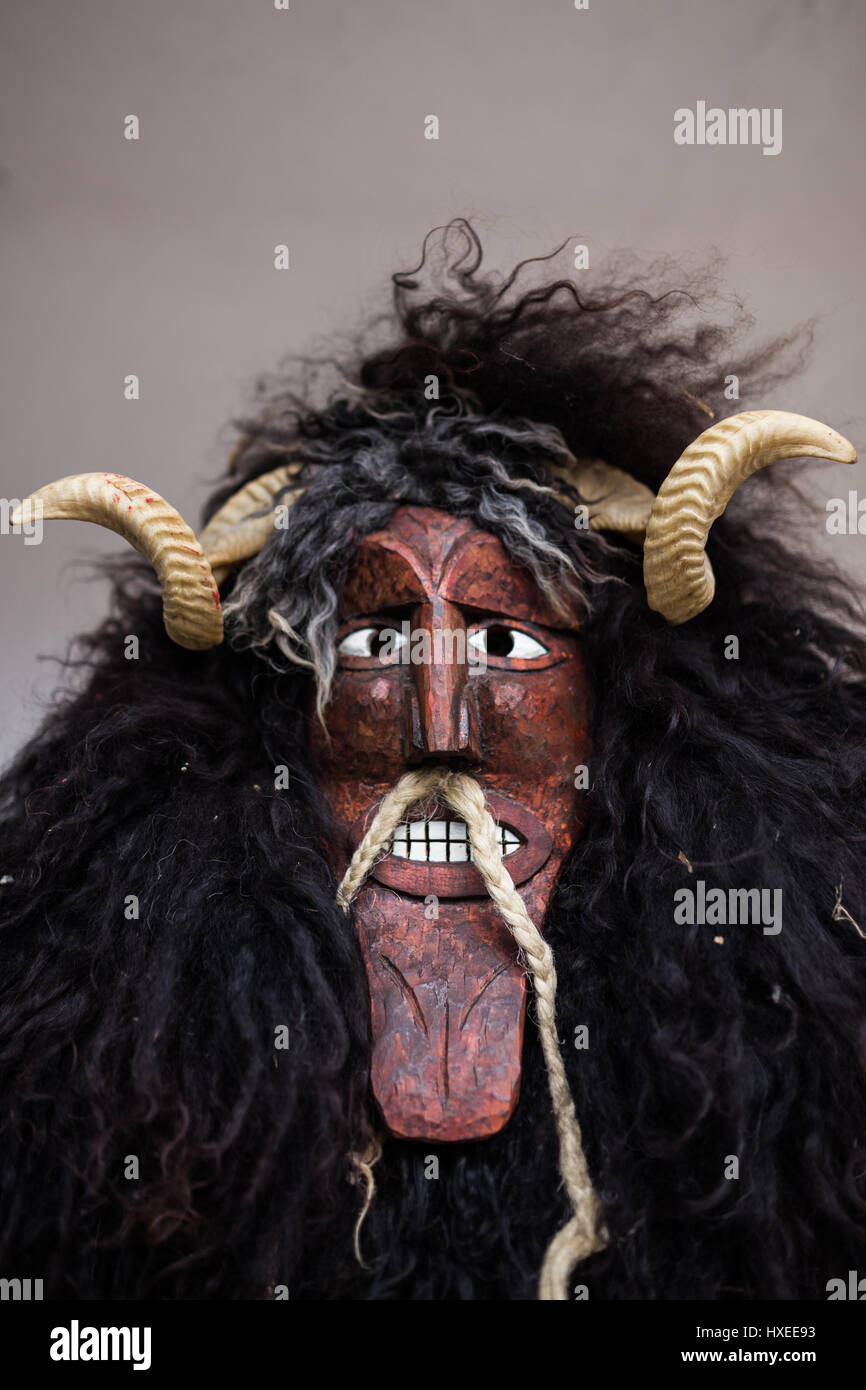 Portrait of a buso during the annual Buso festivities in Mohacs, Southern Hungary Stock Photo