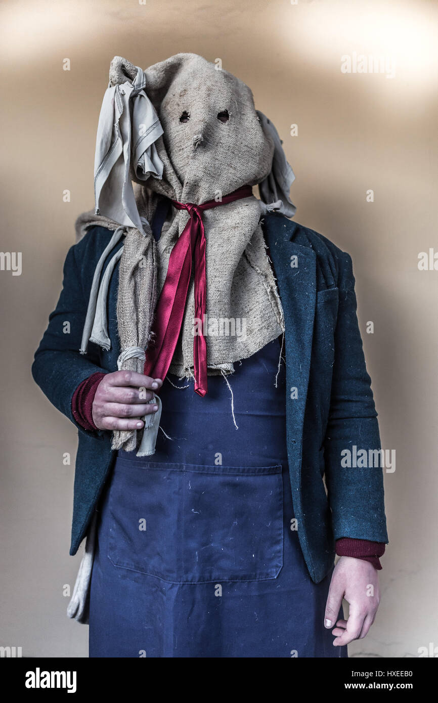 Portrait of a 'jankele' during the annual Buso festivities in Mohacs, Southern Hungary Stock Photo