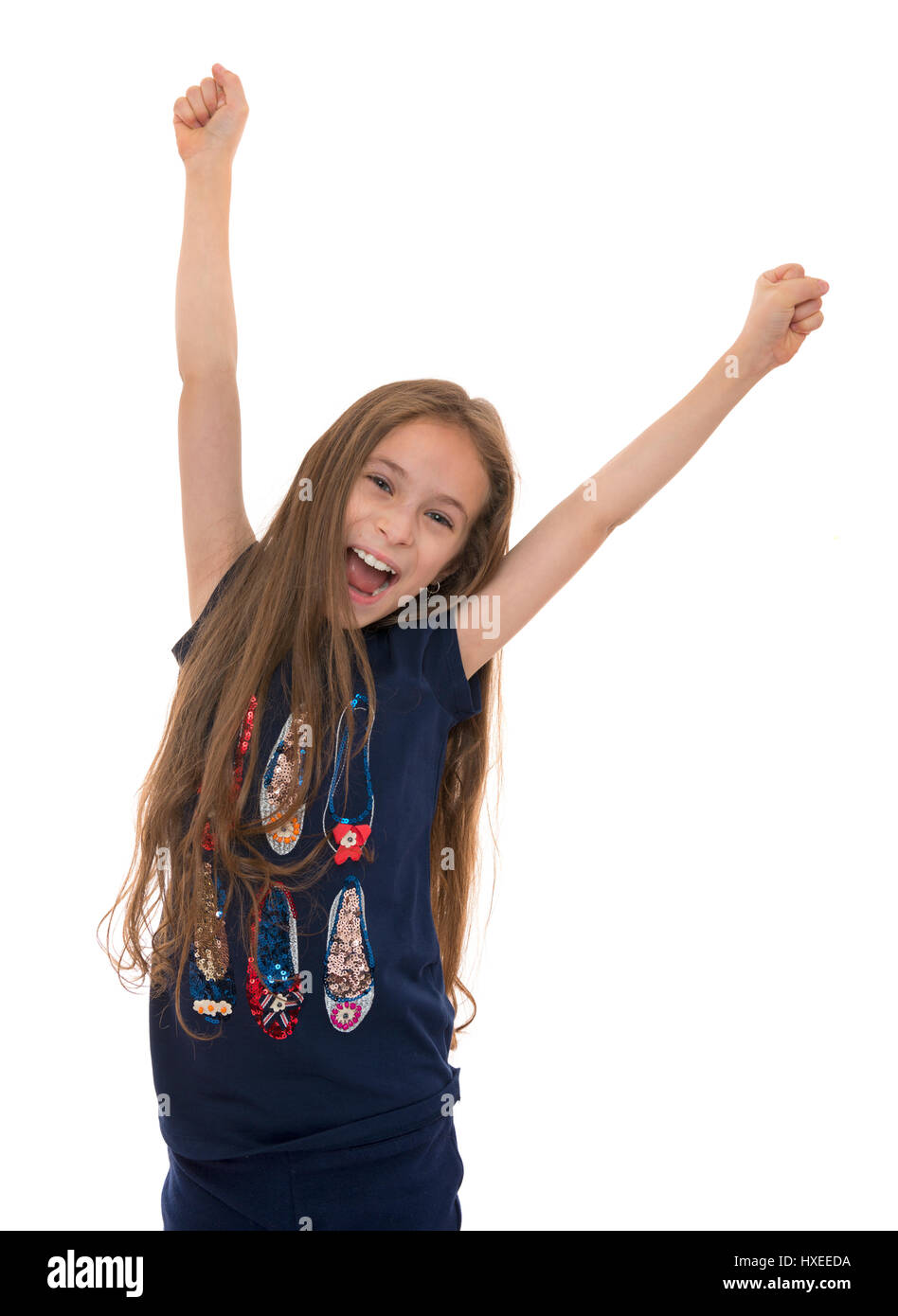 Girl arms up isolated hi-res stock photography and images - Alamy