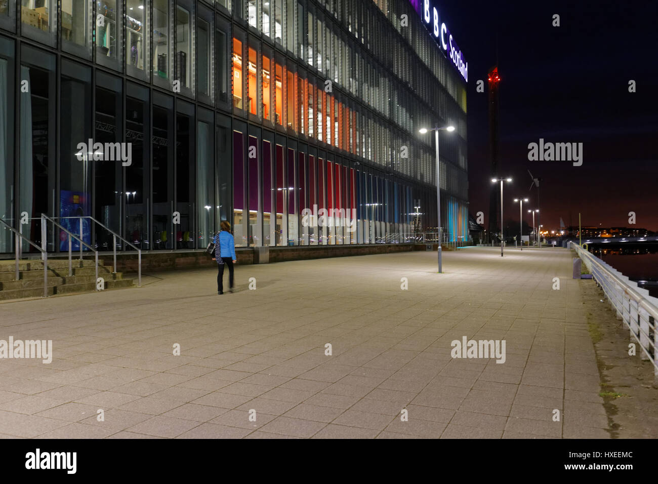 bbc studios pacific quay Glasgow at night BBC Stock Photo