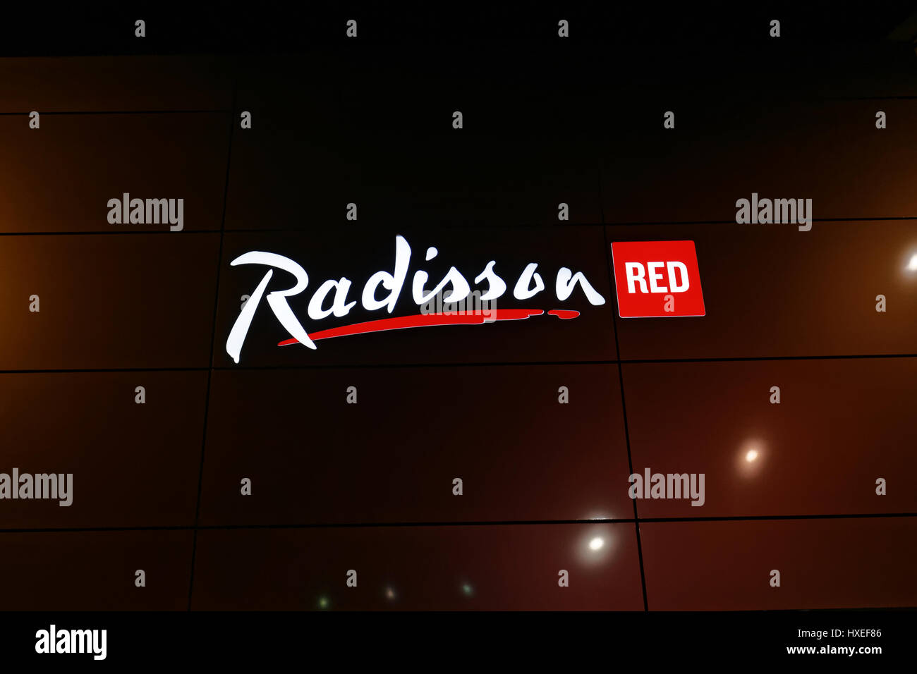 Radisson Red sign Stock Photo