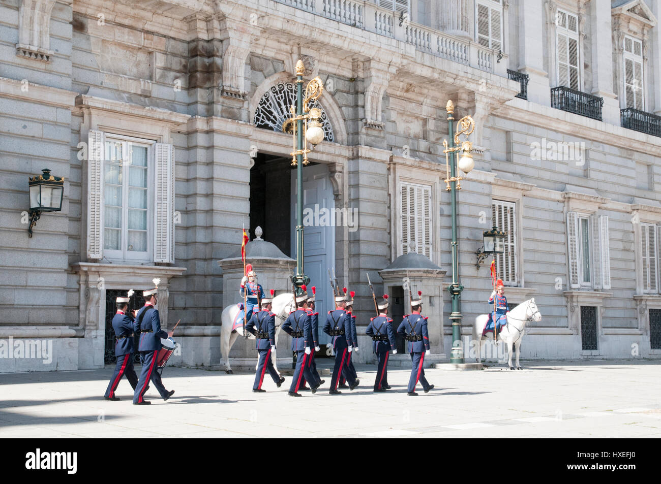 Changing of the Guard ceremony, Royal Palace, Madrid, Spain Stock Photo