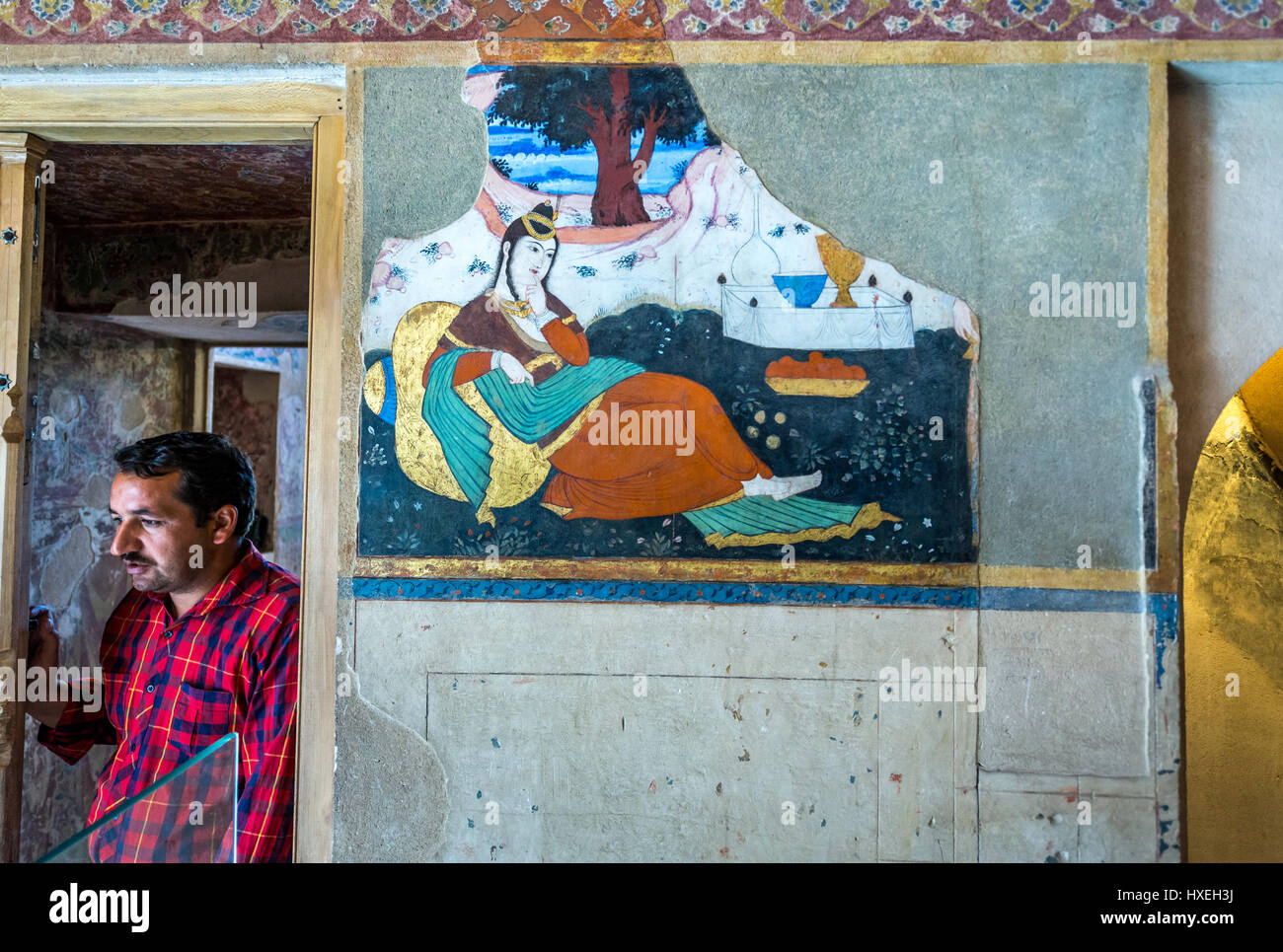 Persian paintings in main hall of Palace of Forty Columns (Chehel