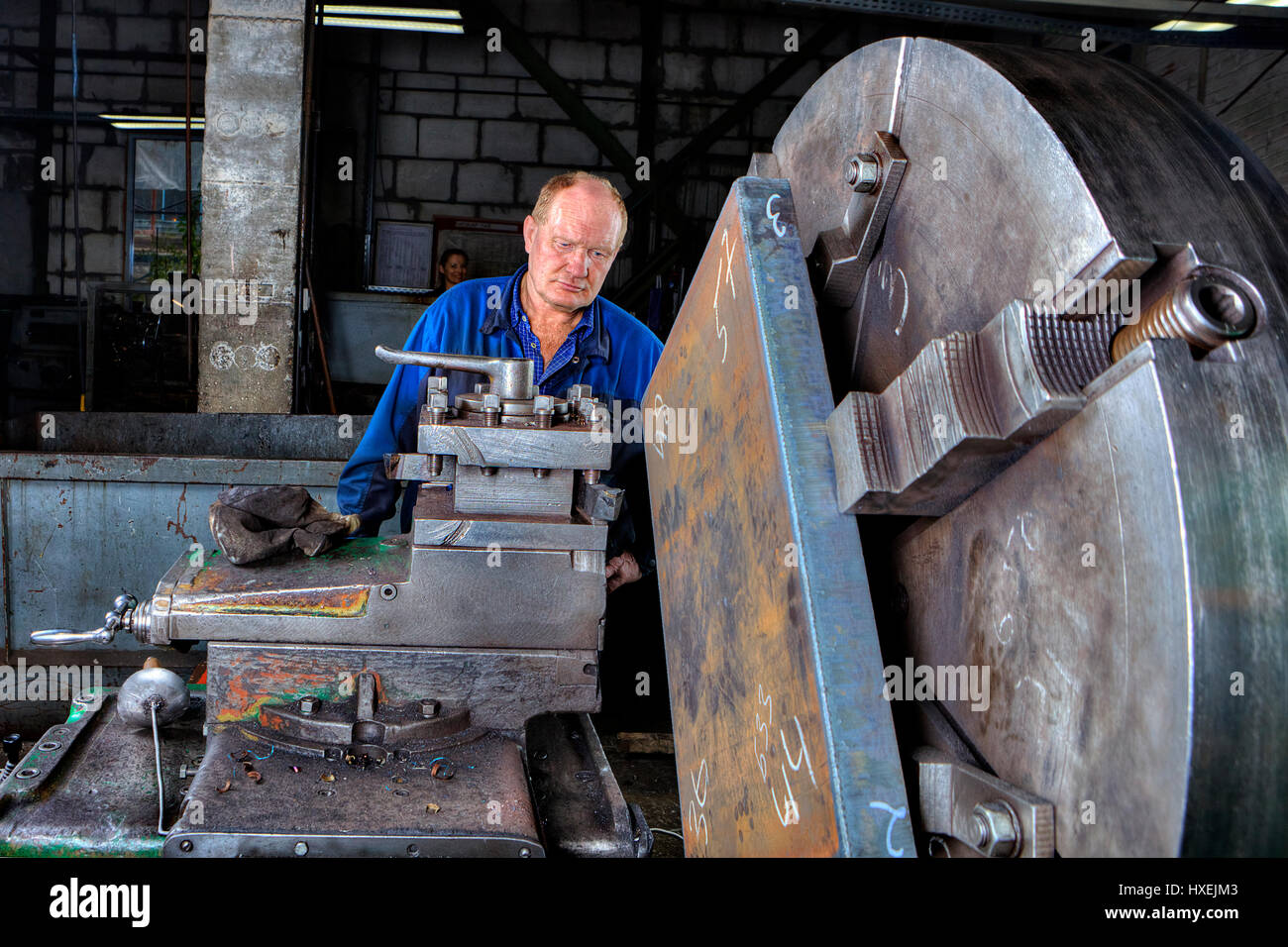 Saint Petersburg, Russia May 21, 2015 Machine tool operator handles