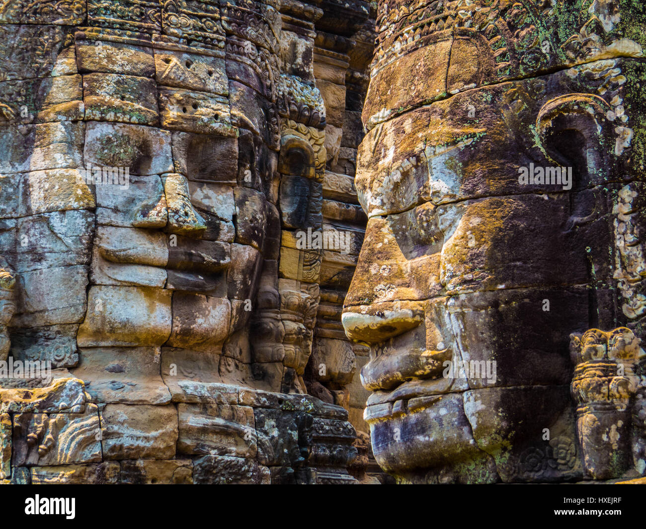 Faces in Bayon Temple, Angkor Wat, Cambodia Stock Photo
