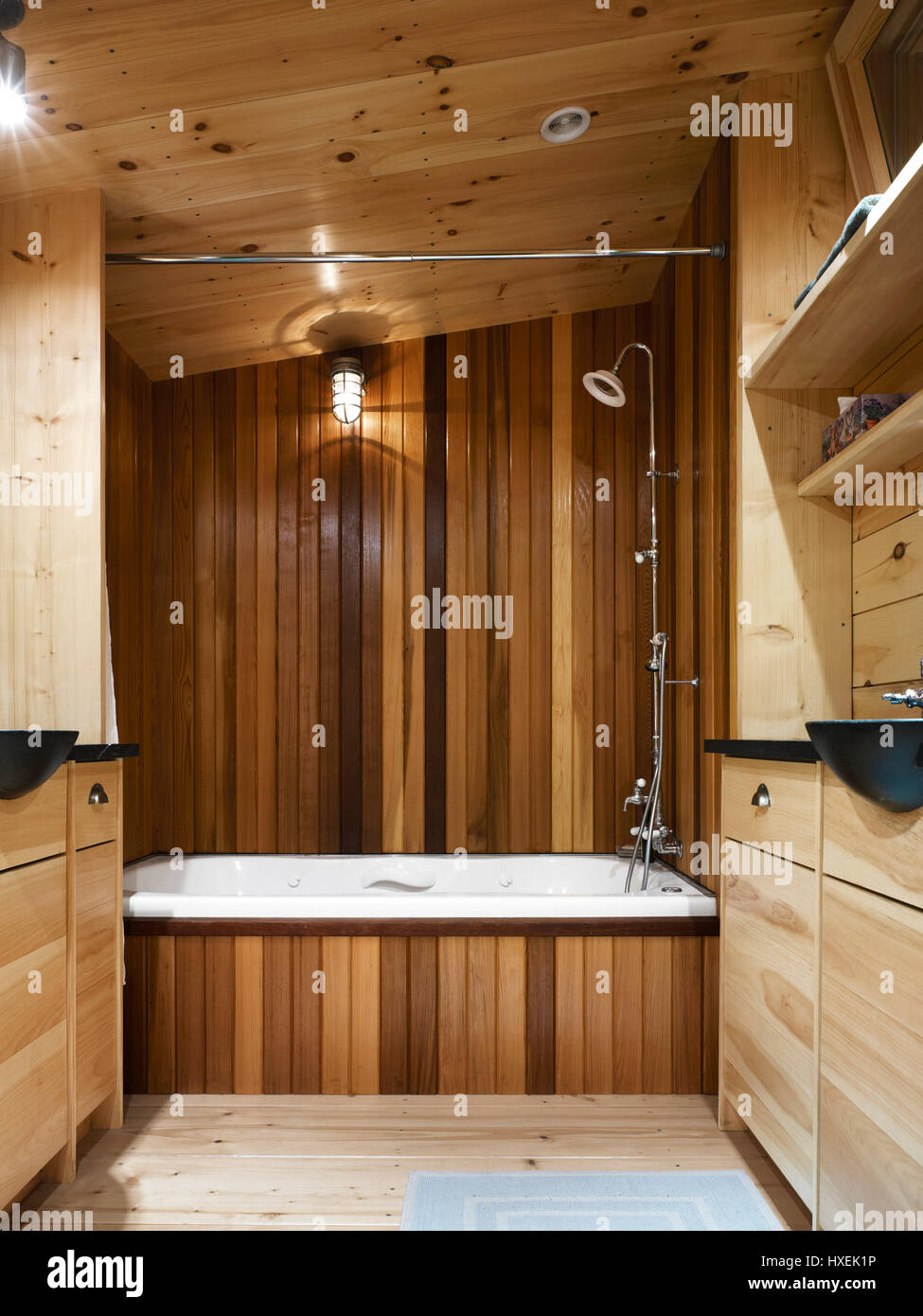 View of the master bathroom. Island House, North Haven, United States