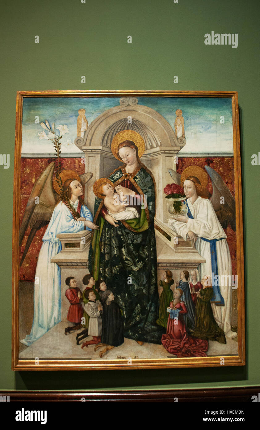 Bilbao, Spain: Virgin and Child, Angels and Family of Donors by Berthomeu Baro at Bilbao Fine Arts Museum, the second most visited Basque museum Stock Photo