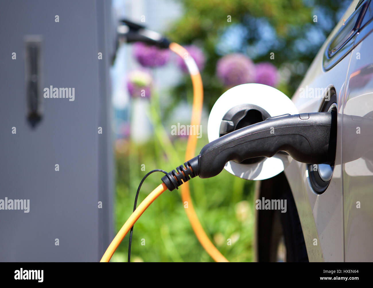 Power supply for hybrid electric car charging battery Stock Photo Alamy